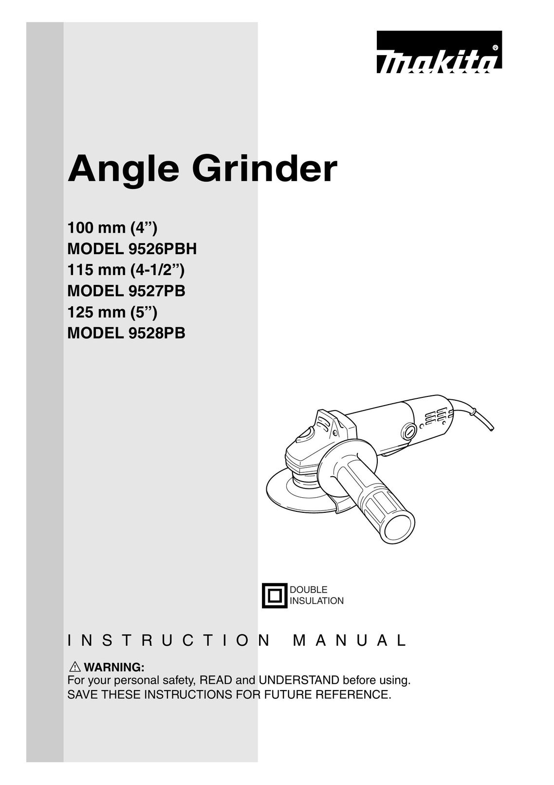 Makita 9526PBH Grinder User Manual