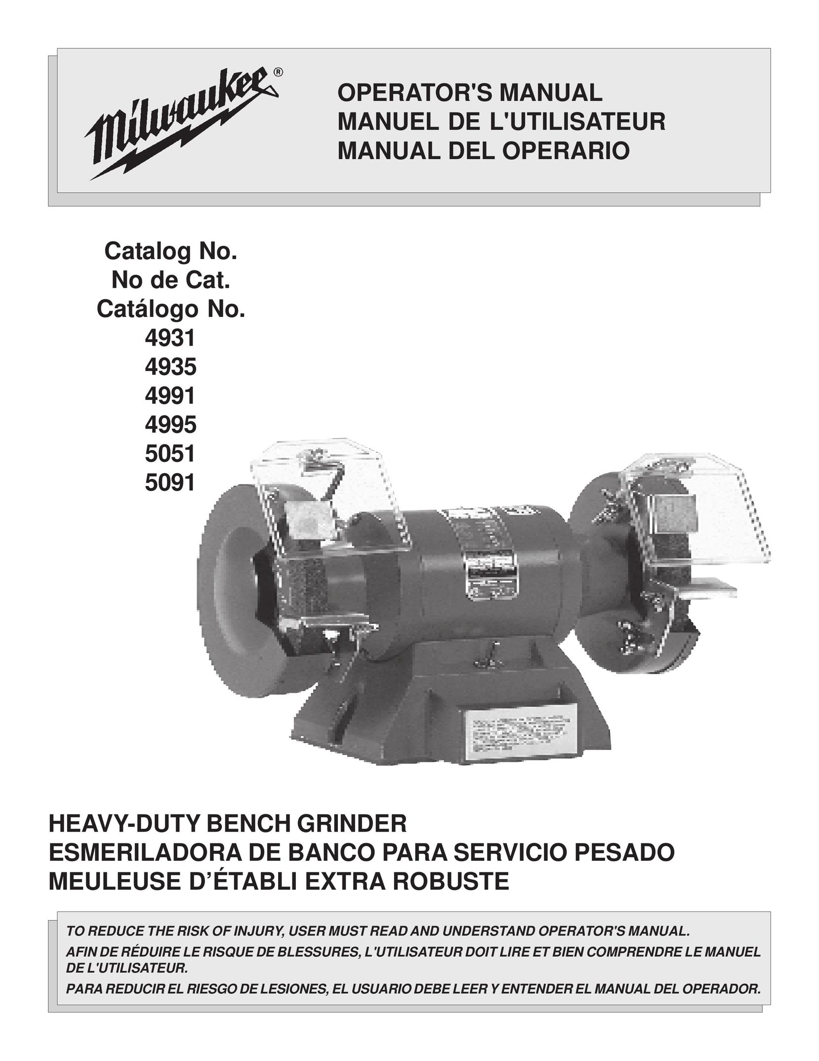 Milwaukee 4995 Grinder User Manual