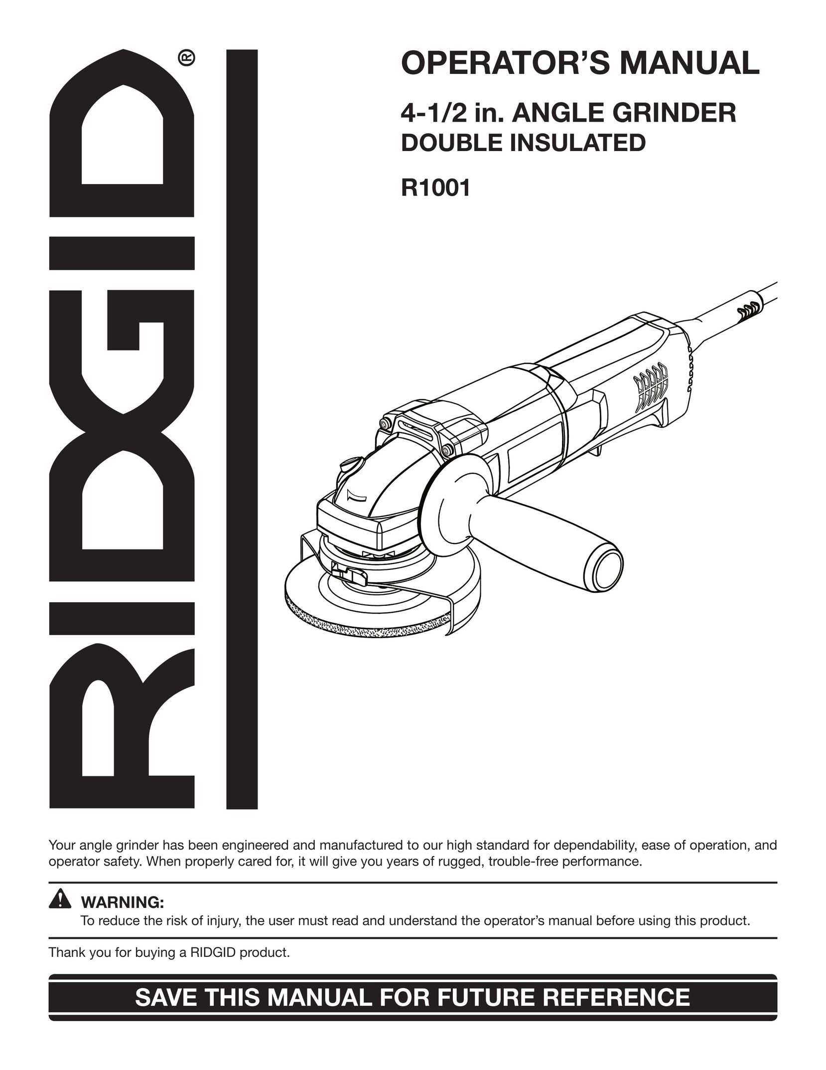 RIDGID R1001 Grinder User Manual