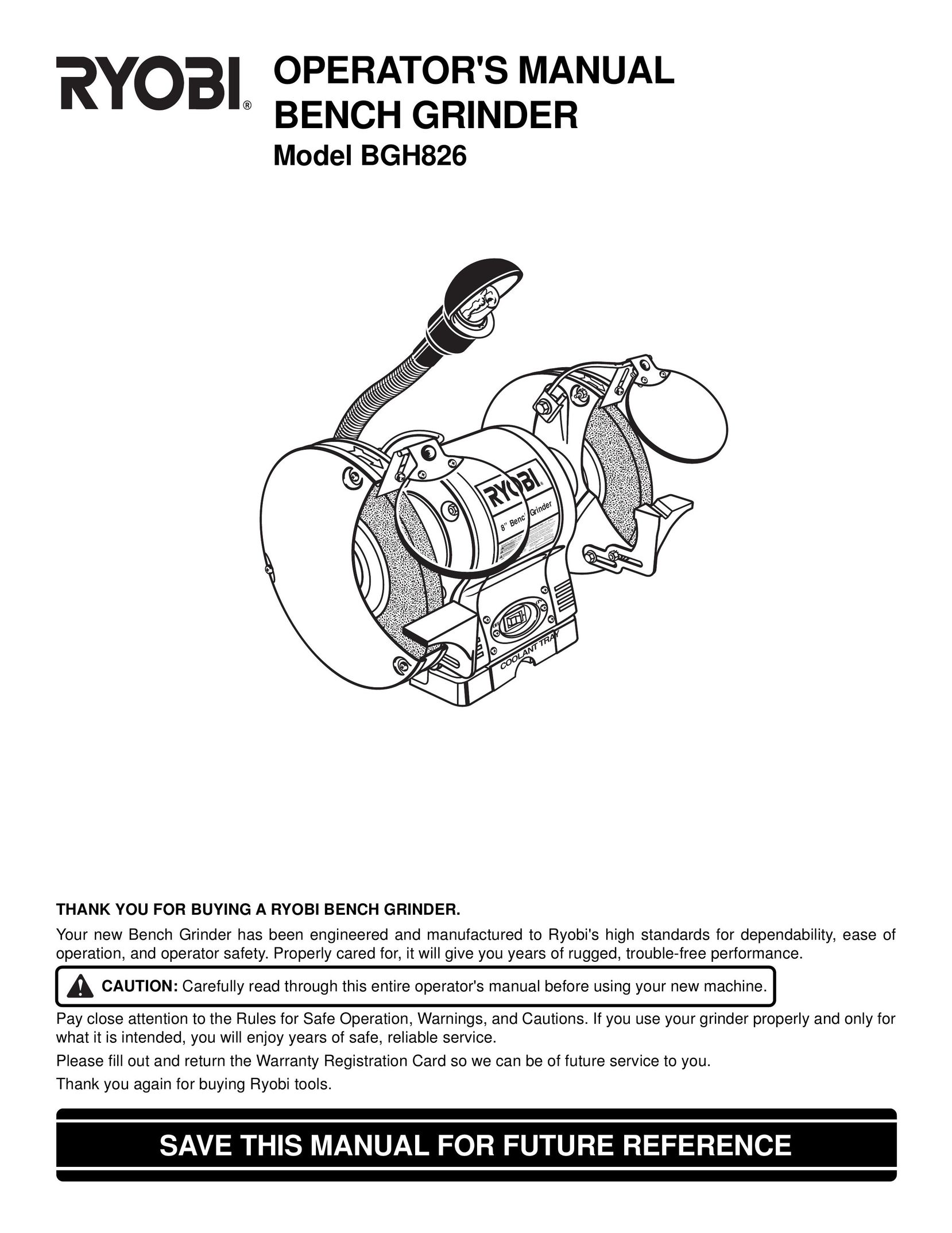 Ryobi Outdoor BGH826 Grinder User Manual