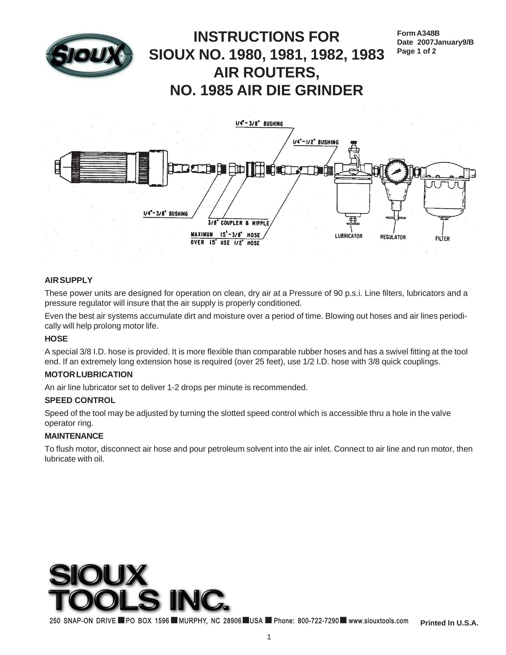 Sioux Tools 1980 Grinder User Manual