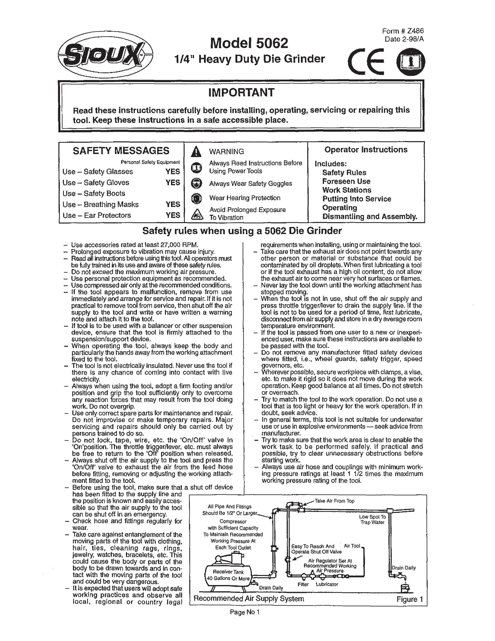 Sioux Tools 5062 Grinder User Manual
