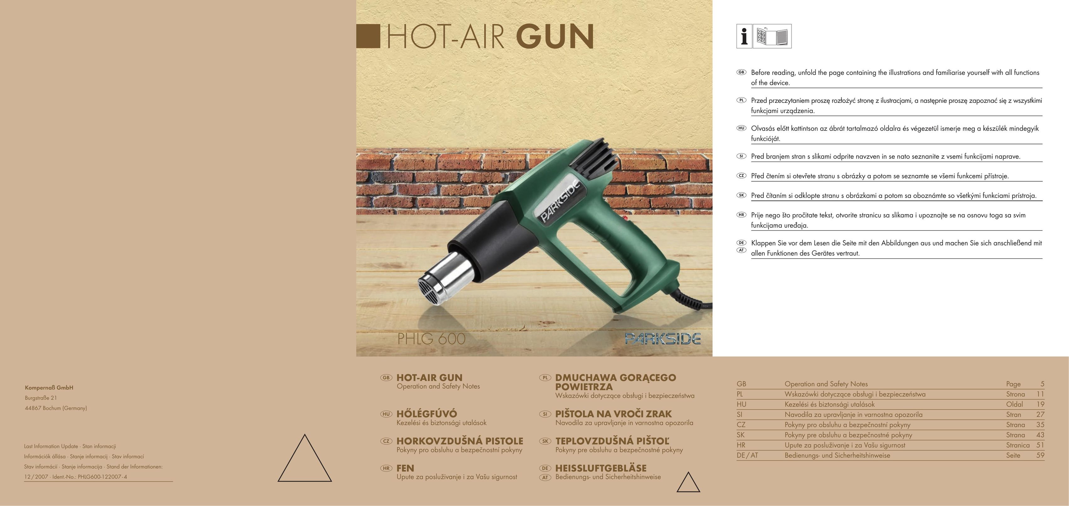 Bench PHLG600 Heat Gun User Manual