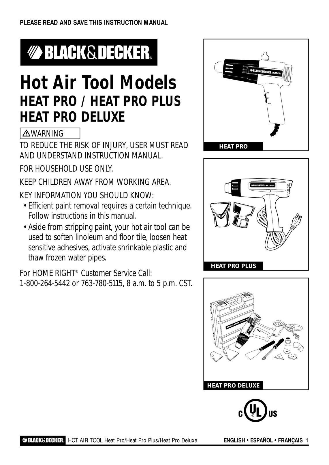 Black & Decker HEAT PRO DELUXE Heat Gun User Manual