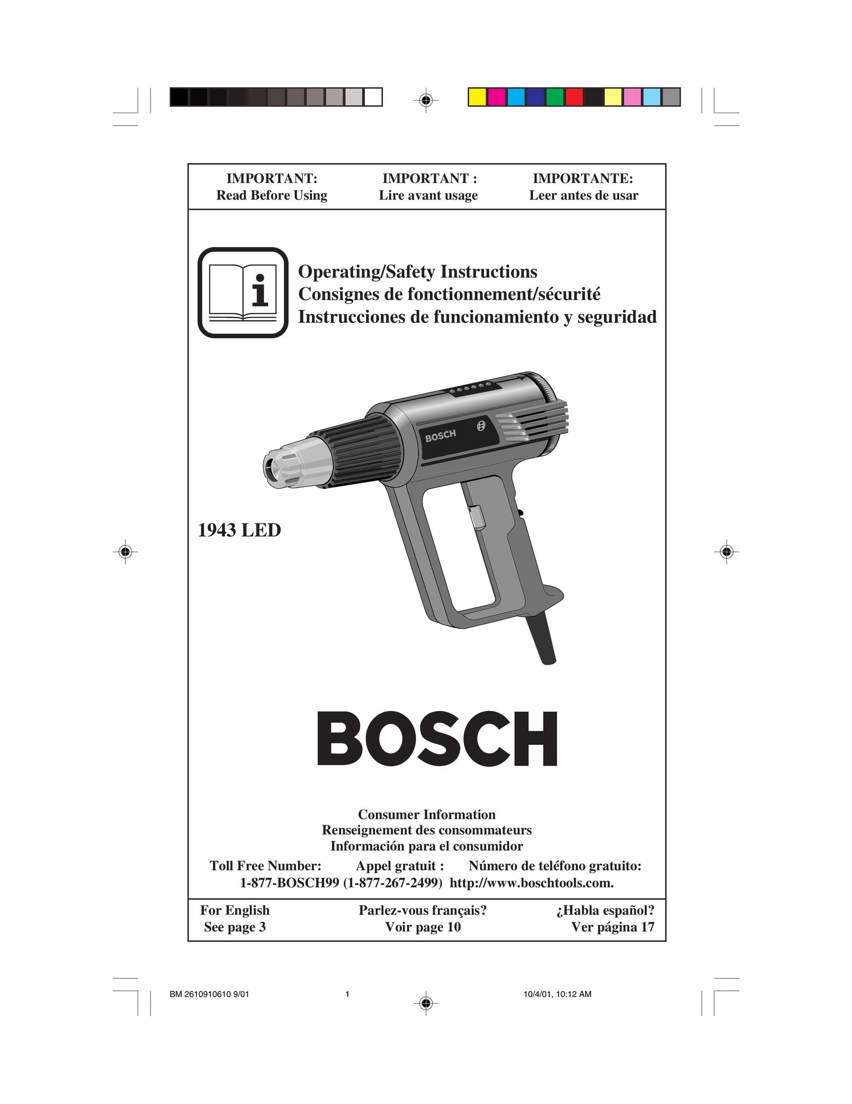 Bosch Power Tools 1943 LED Heat Gun User Manual