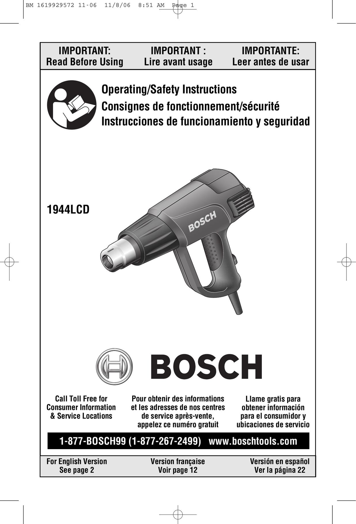 Bosch Power Tools 1944LCD Heat Gun User Manual