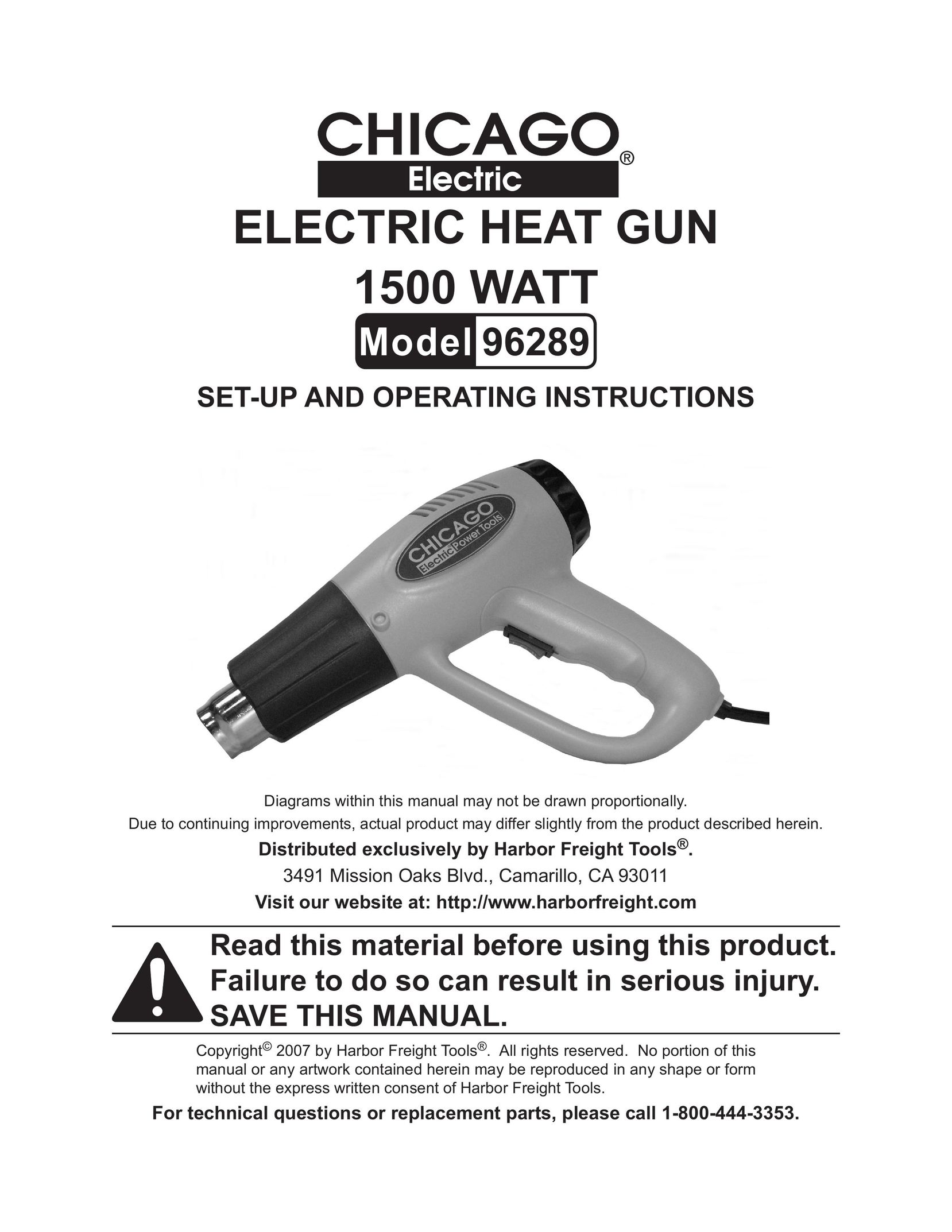 Chicago Electric 96289 Heat Gun User Manual