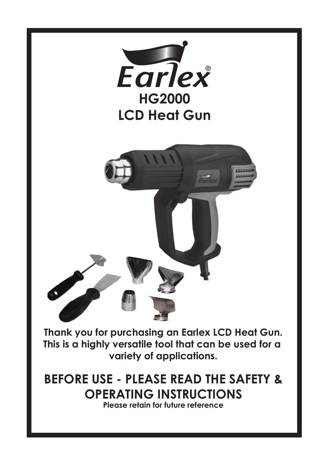 Earlex HG2000 Heat Gun User Manual