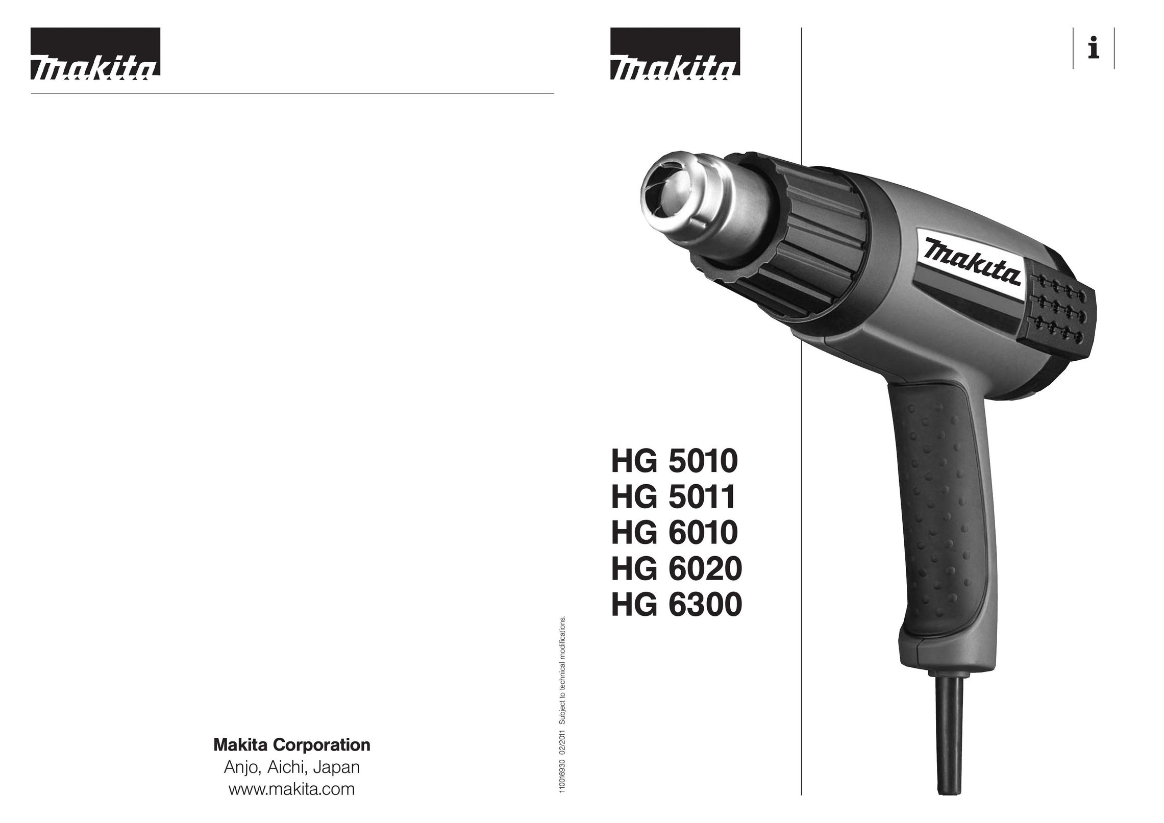 Makita HG 5010 HG 5011 HG 6010 HG 6020 HG 6300 Heat Gun User Manual