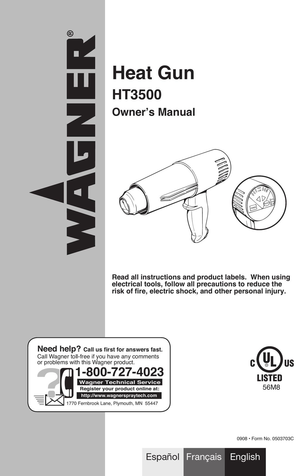 Wagner SprayTech HT3500 Heat Gun User Manual