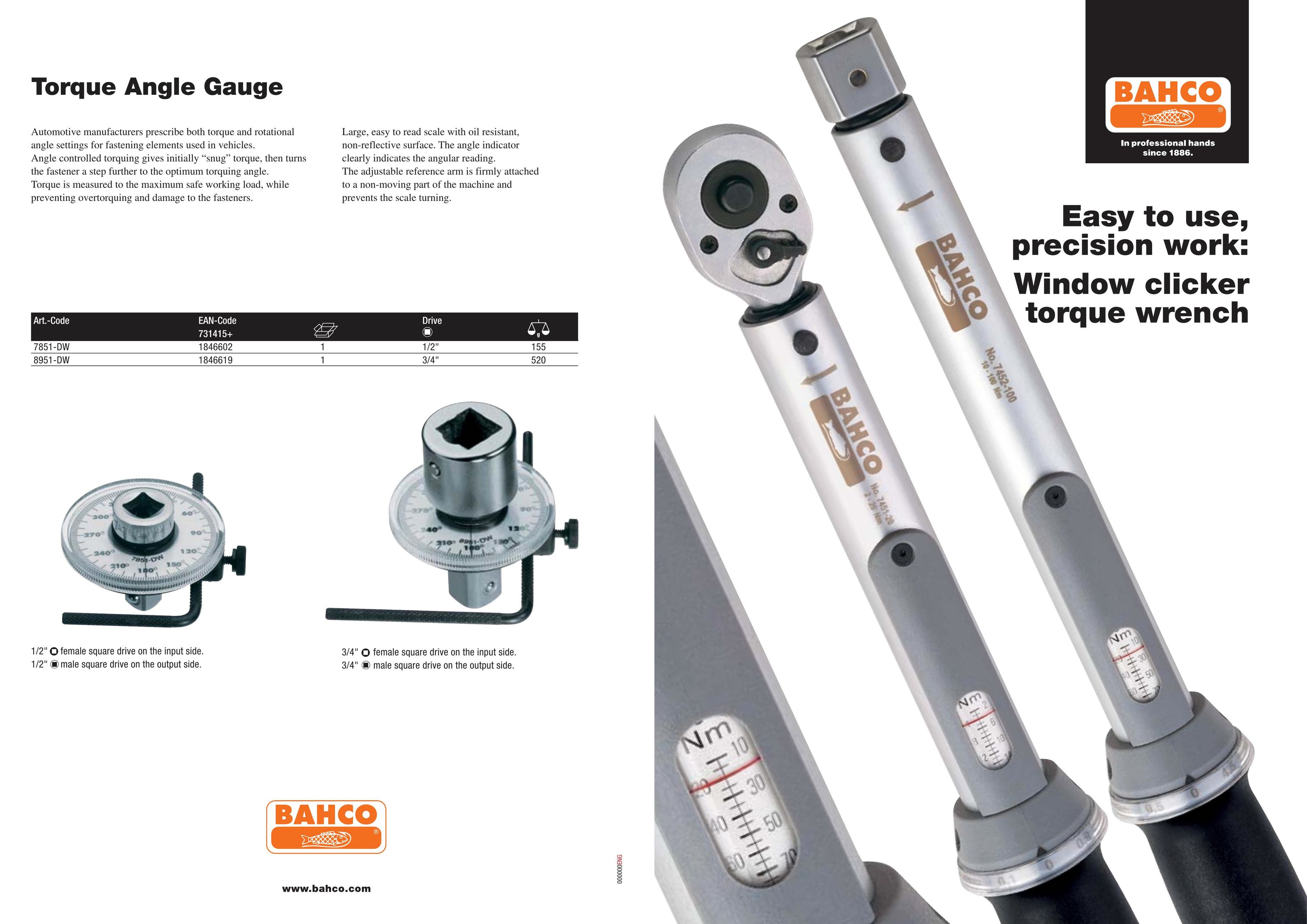 Bahco Torque Wrench Impact Driver User Manual