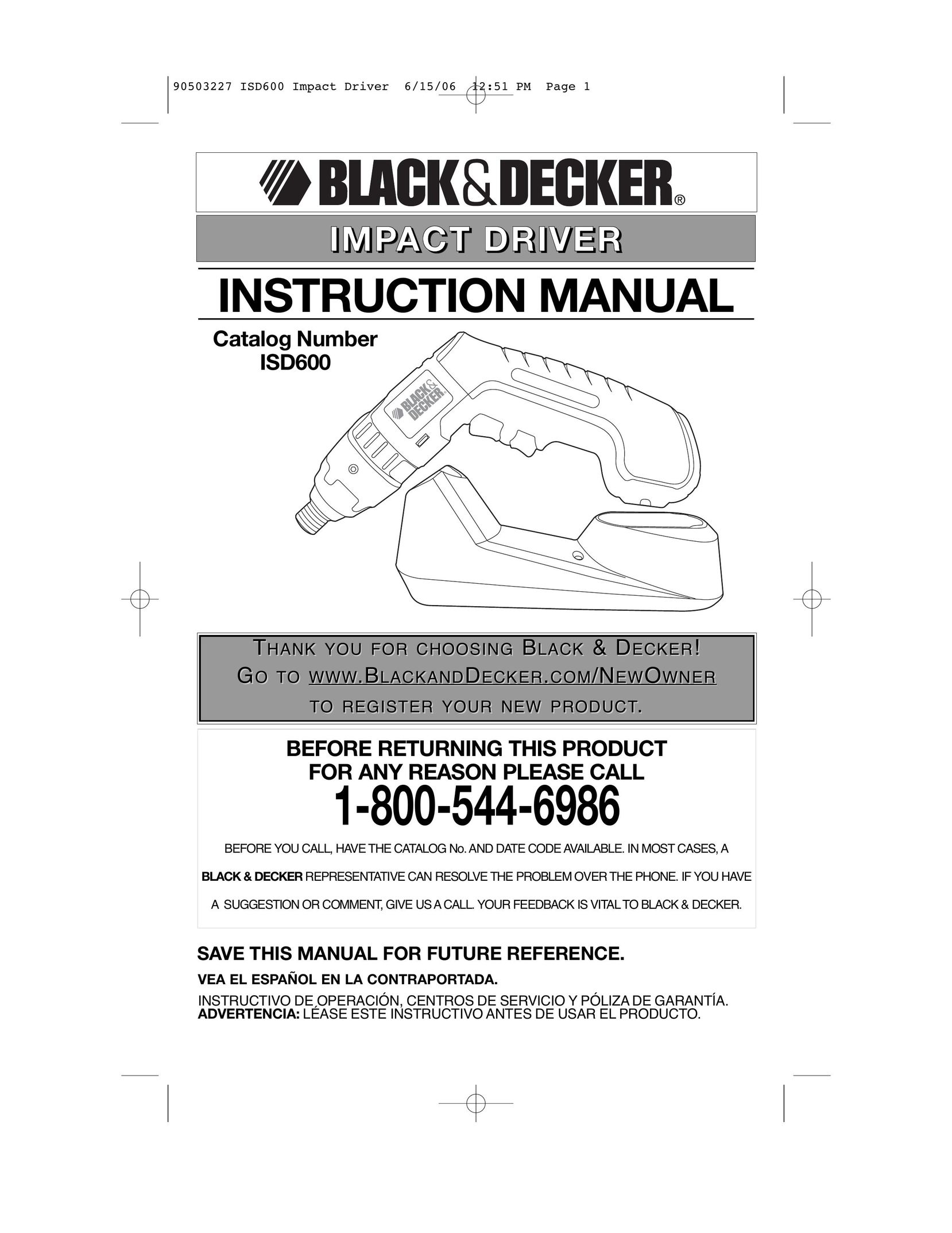 Black & Decker 90503227 Impact Driver User Manual