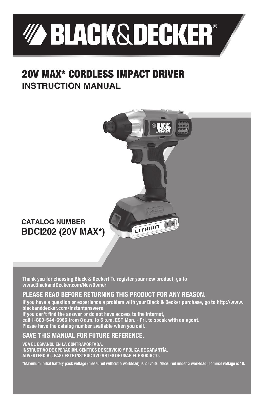 Black & Decker BDCD220IA Impact Driver User Manual