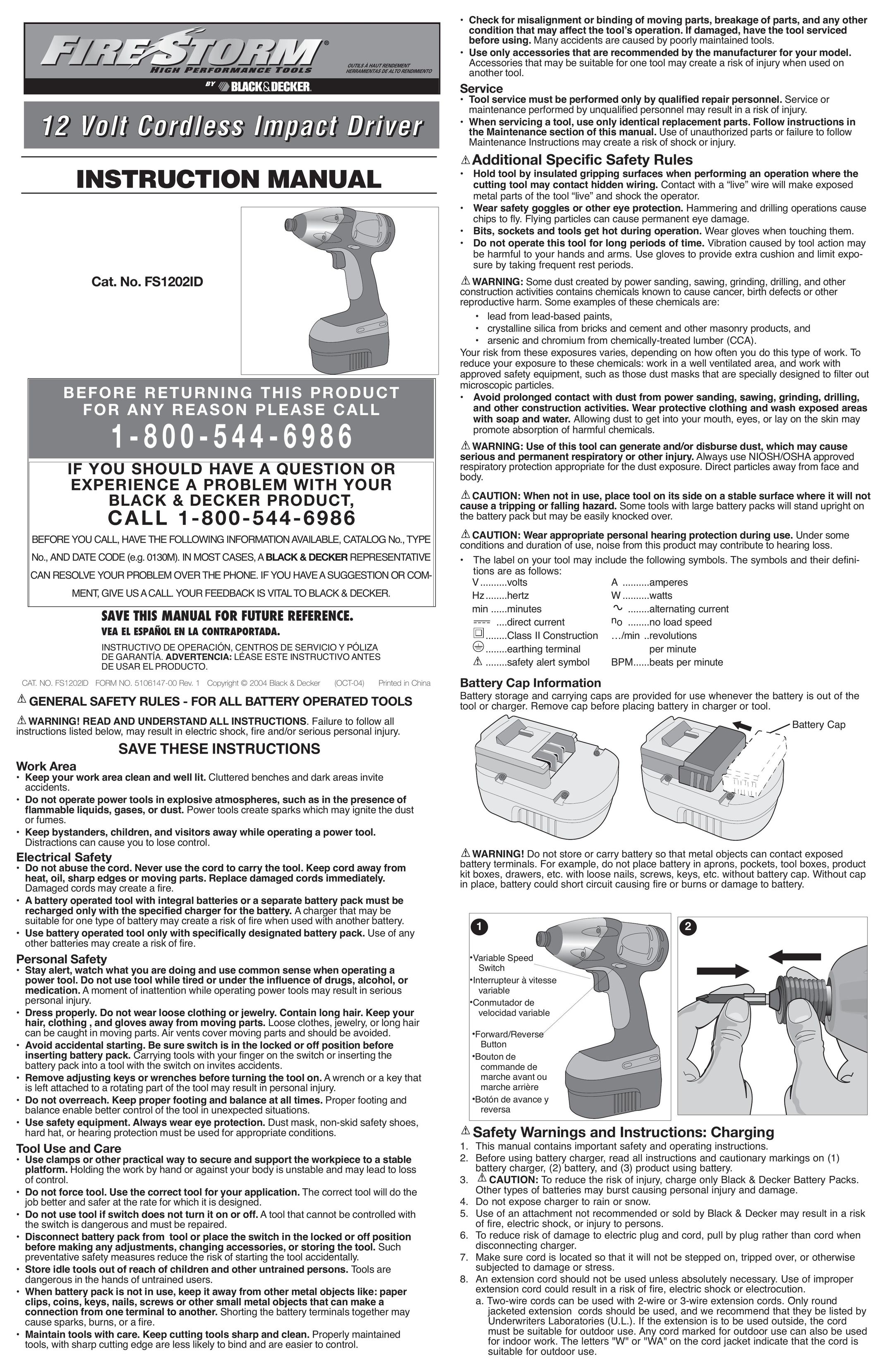 Black & Decker FS1202ID Impact Driver User Manual