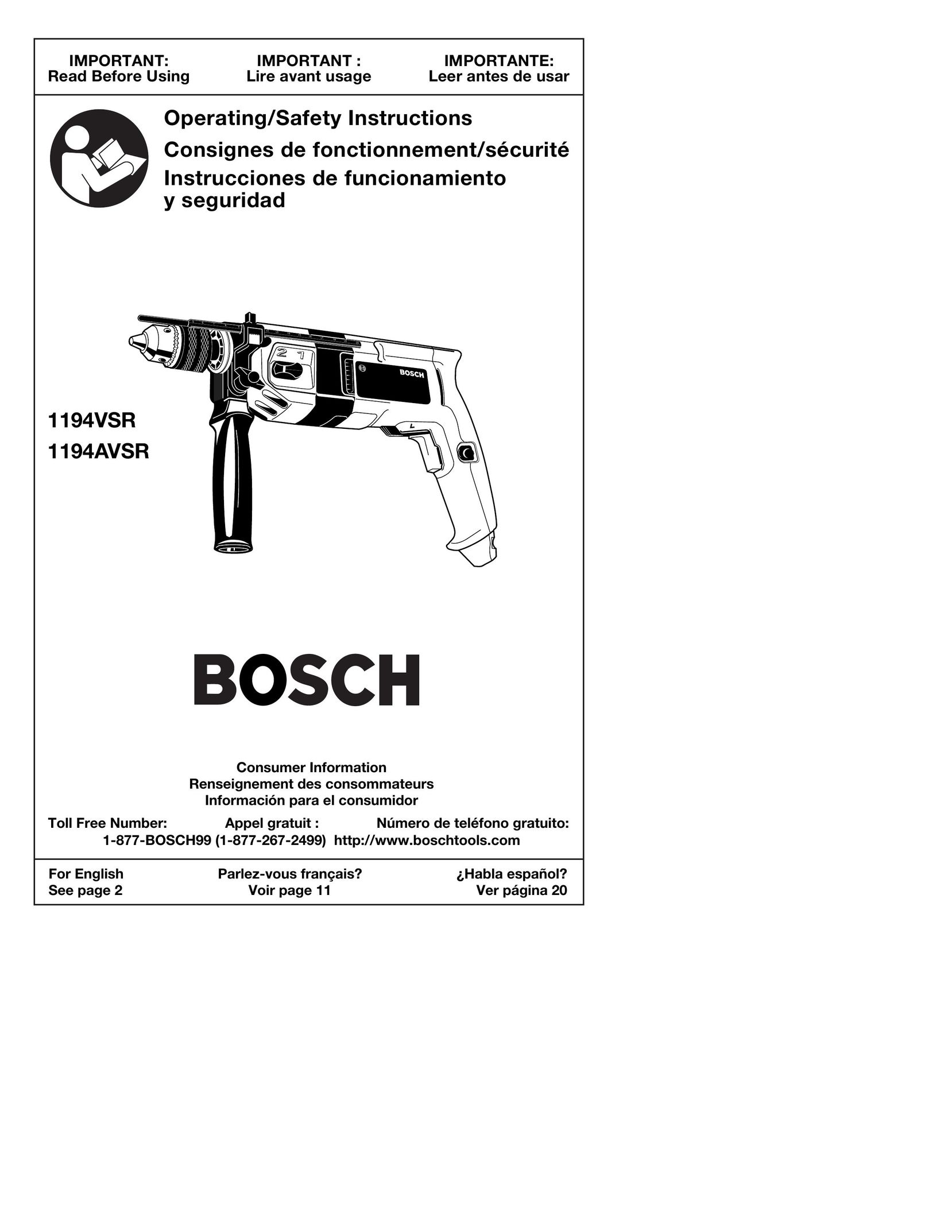 Bosch Power Tools 1194VSR Impact Driver User Manual