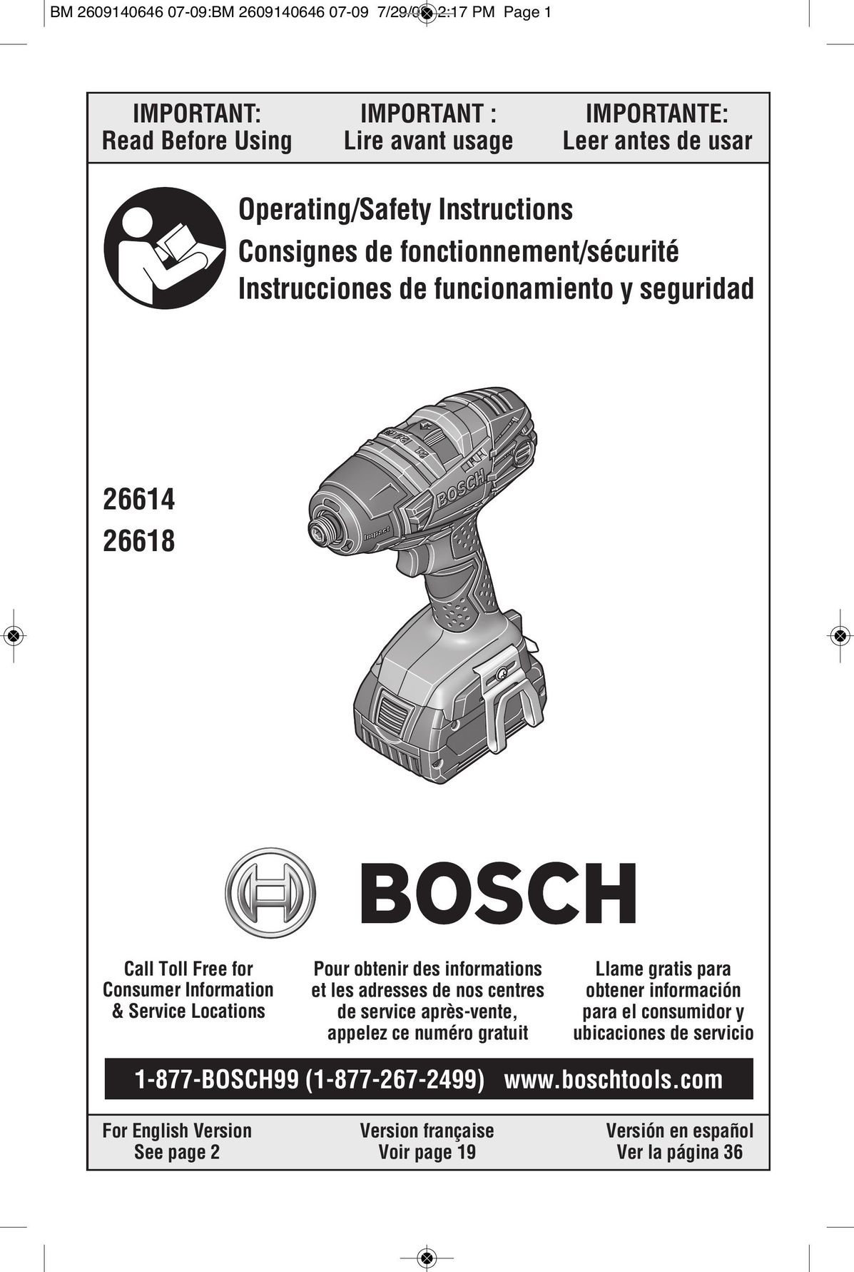 Bosch Power Tools 26618B Impact Driver User Manual