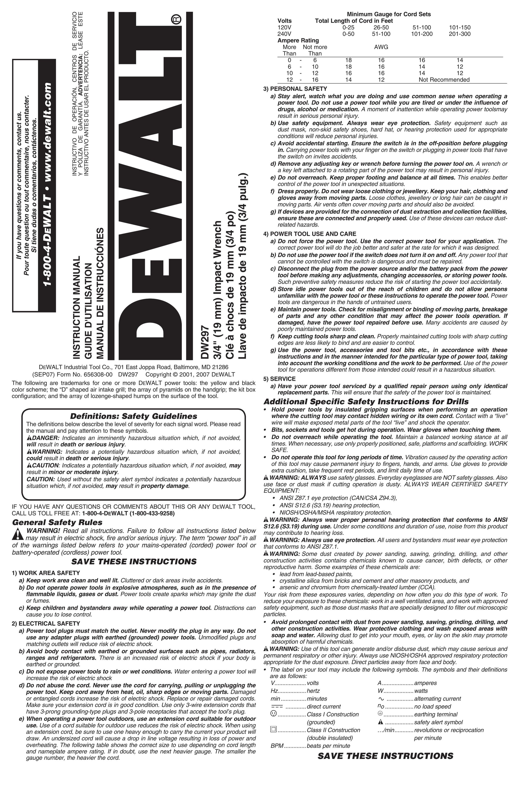 DeWalt DW297 Impact Driver User Manual