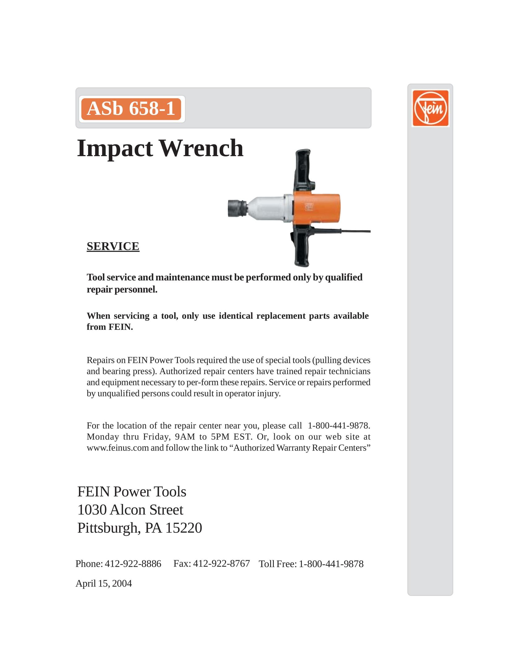 FEIN Power Tools ASB 658-1 Impact Driver User Manual
