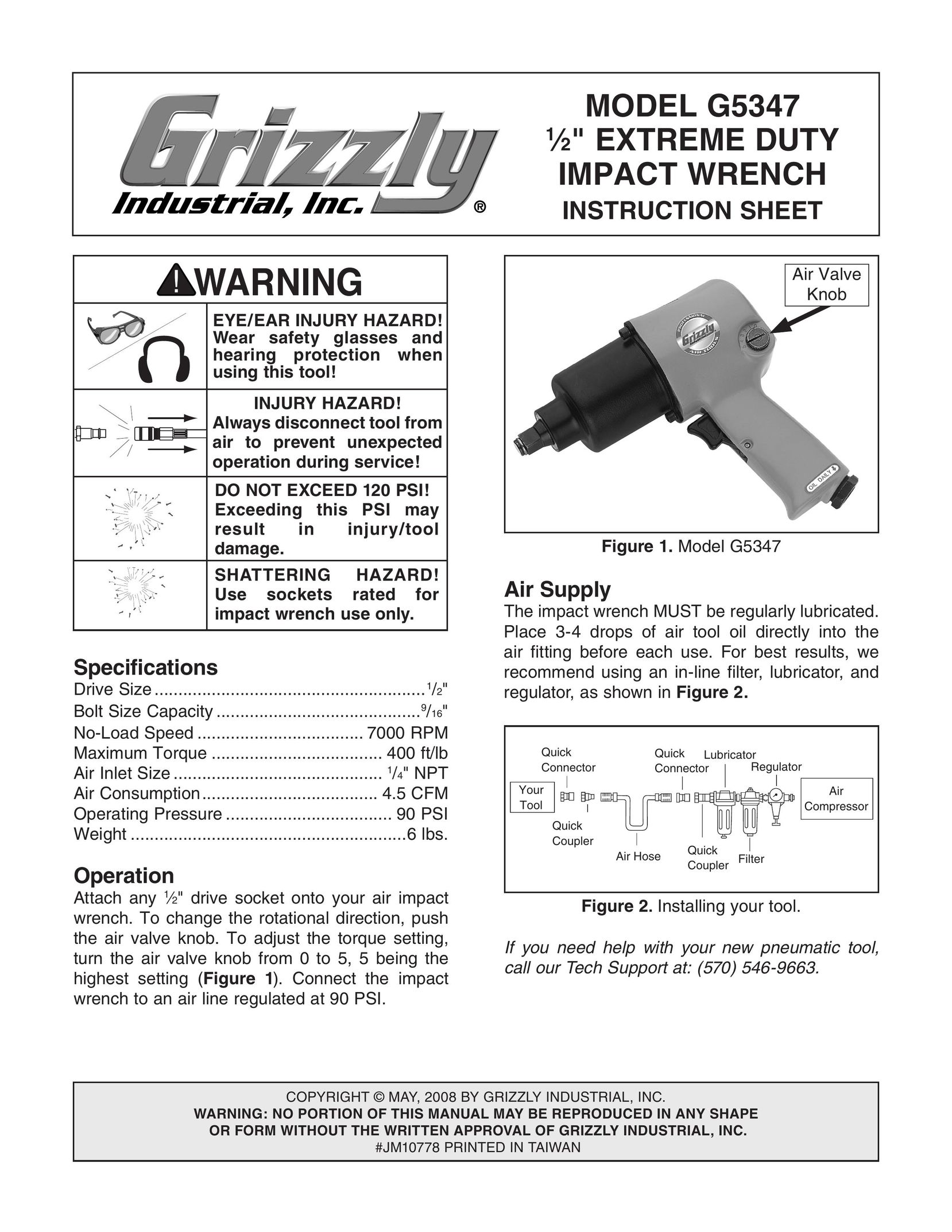 Grizzly G5347 Impact Driver User Manual