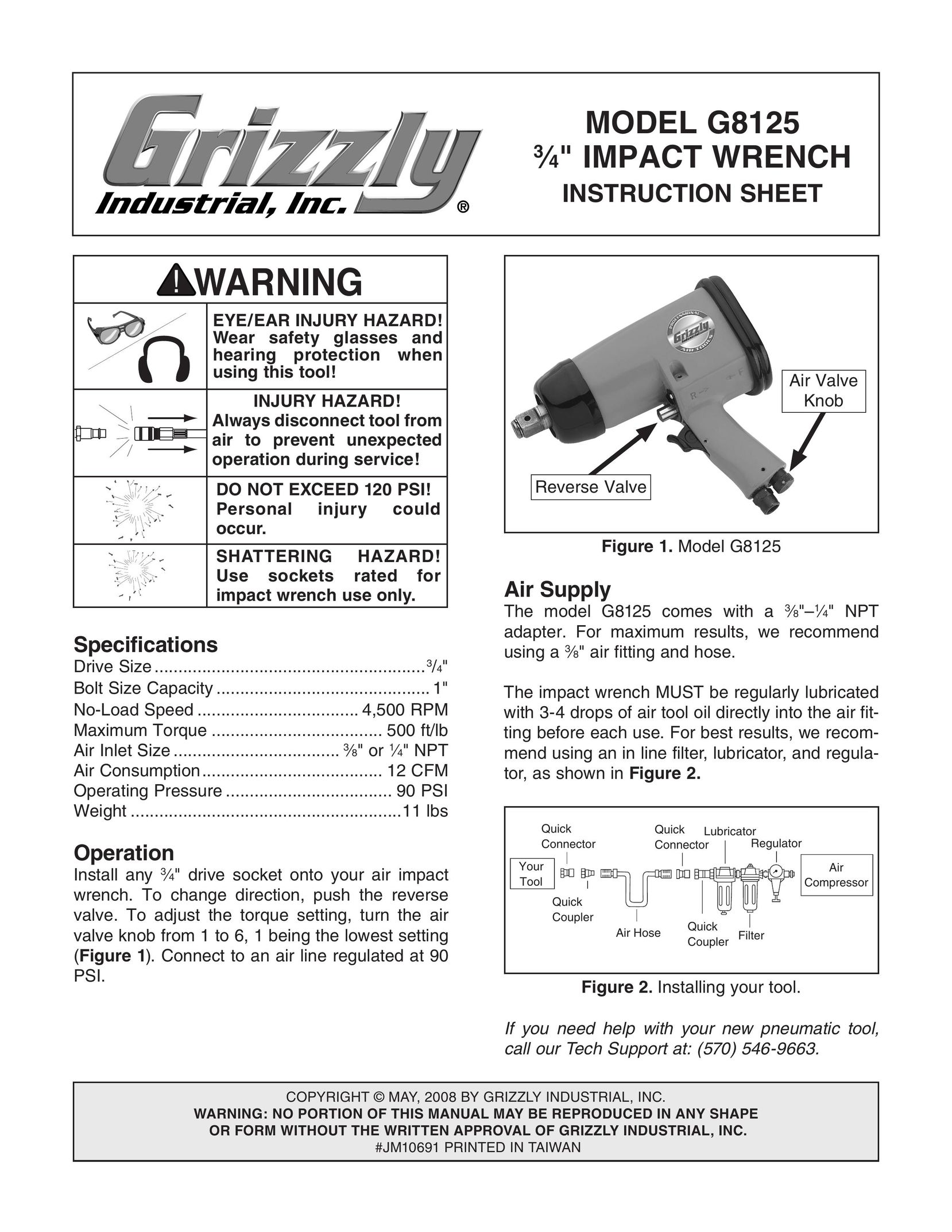 Grizzly G8125 Impact Driver User Manual