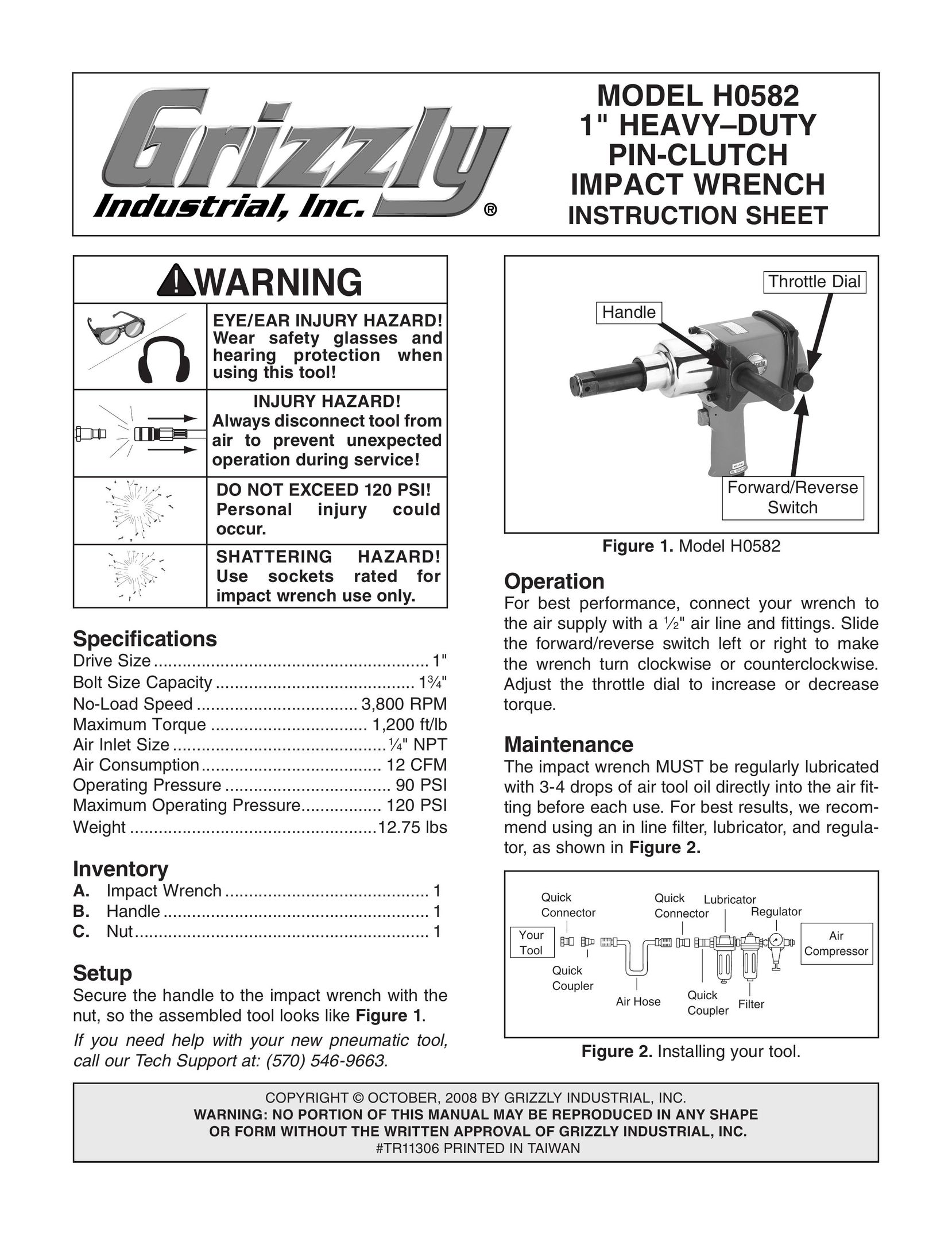 Grizzly H0582 Impact Driver User Manual