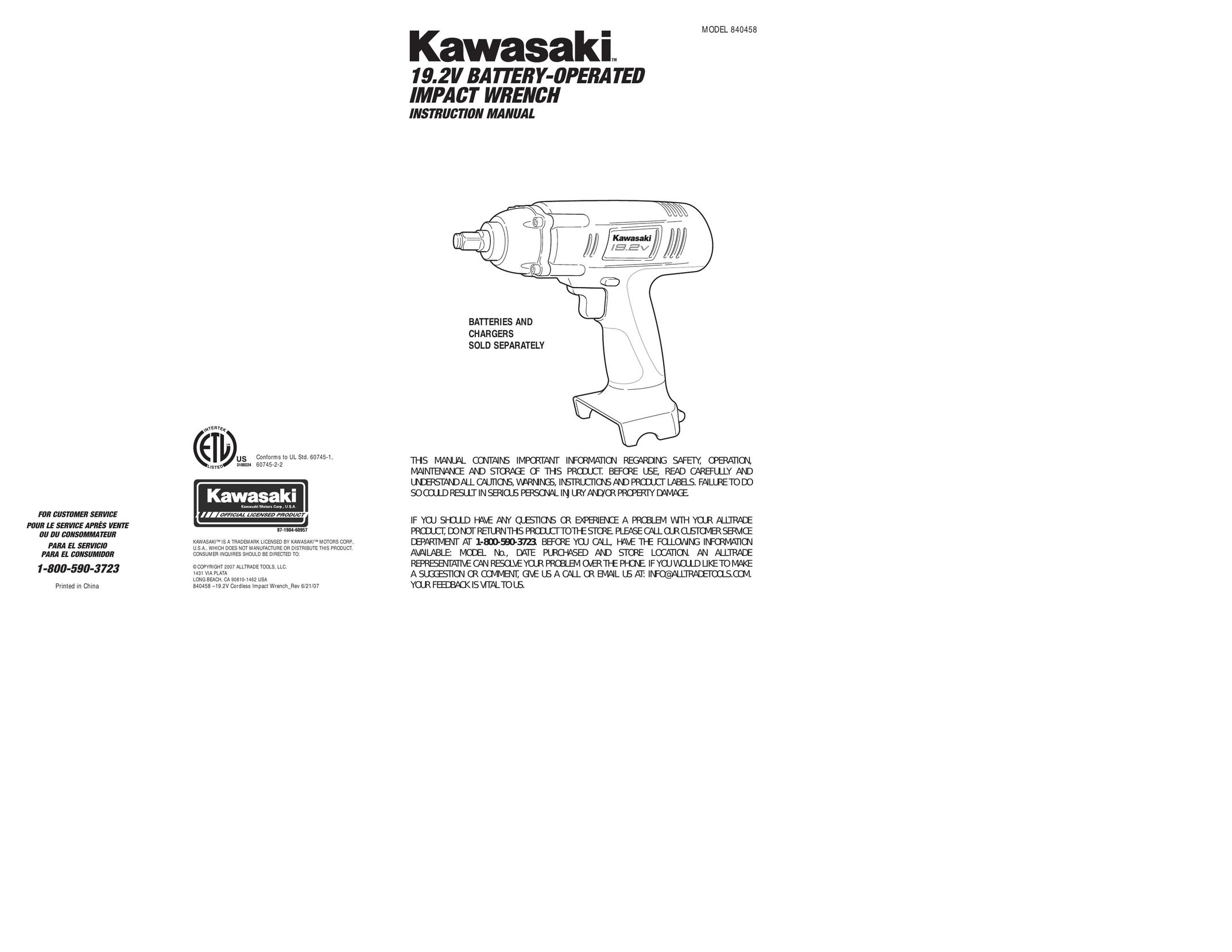Kawasaki 840458 Impact Driver User Manual