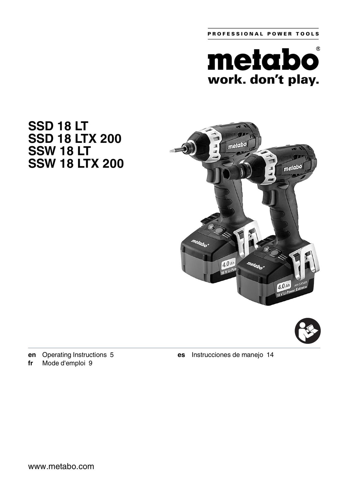 Metabo SSW 18 LT 5.2 Impact Driver User Manual