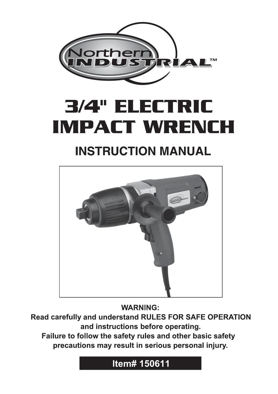 Northern Industrial Tools 150611 Impact Driver User Manual