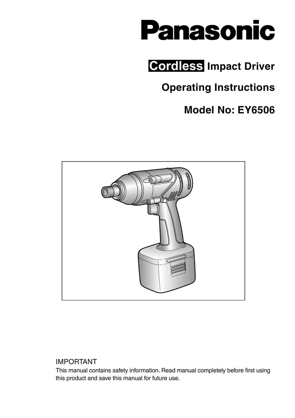 Panasonic EY6506 Impact Driver User Manual