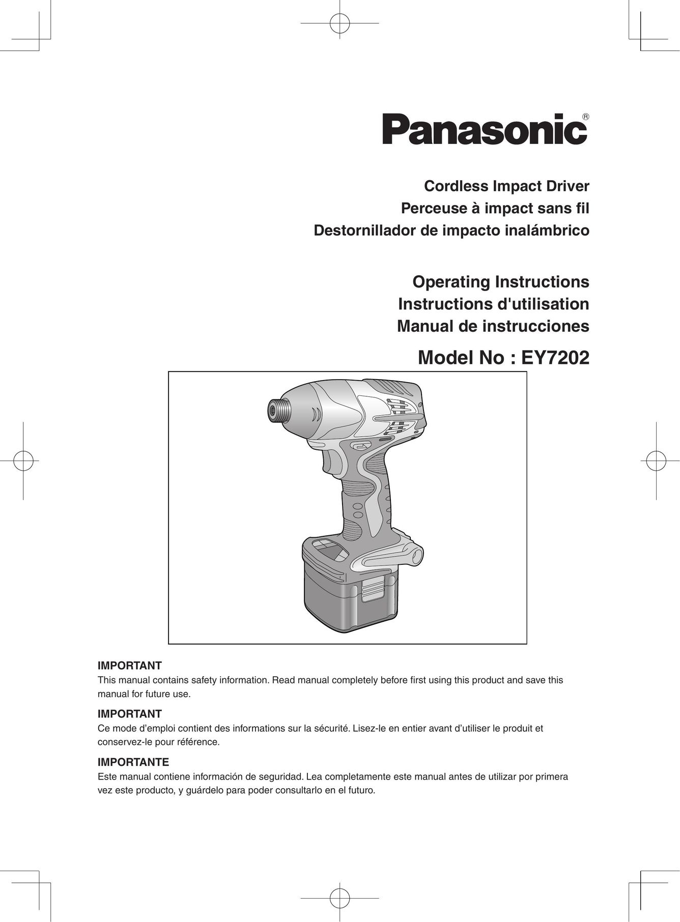 Panasonic EY7202 Impact Driver User Manual