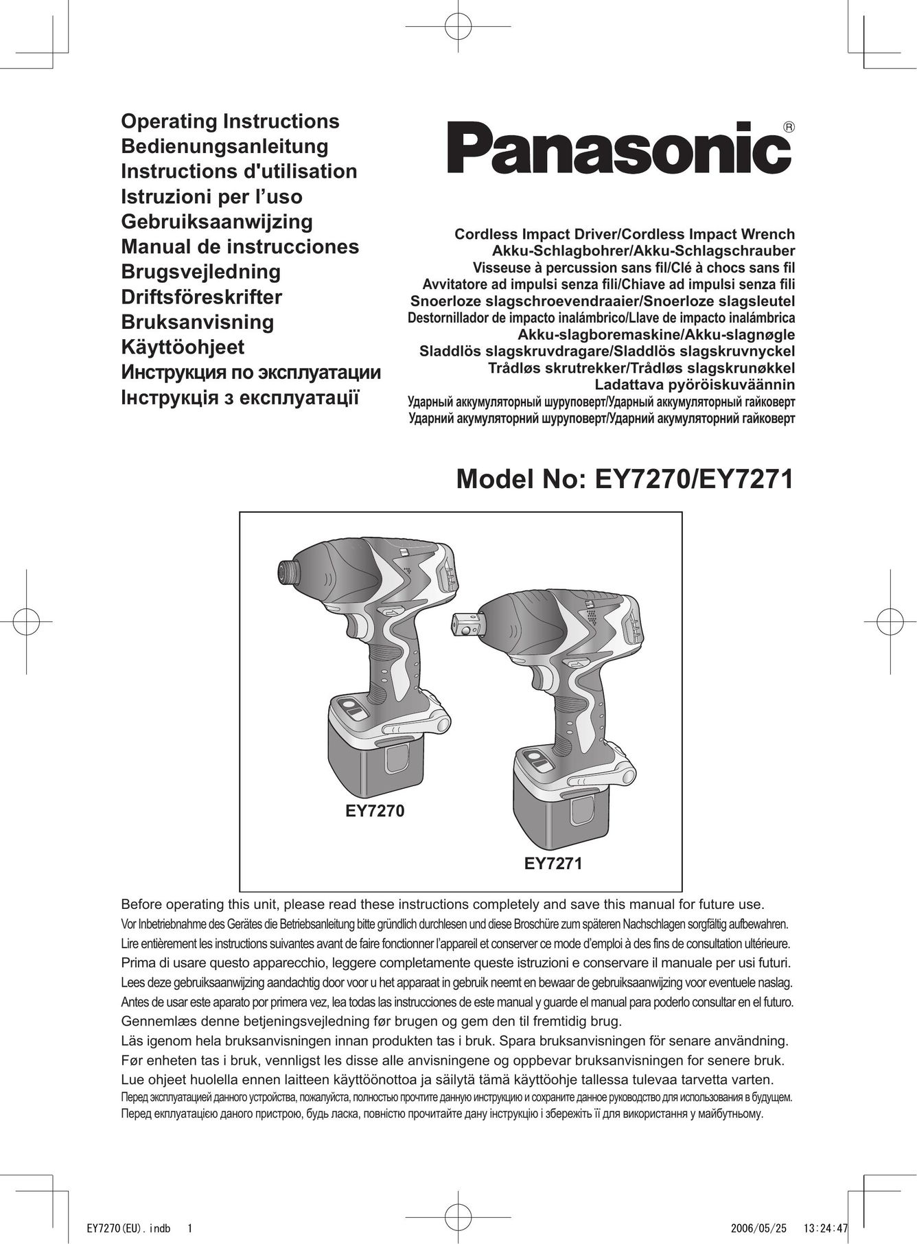 Panasonic EY7270 Impact Driver User Manual