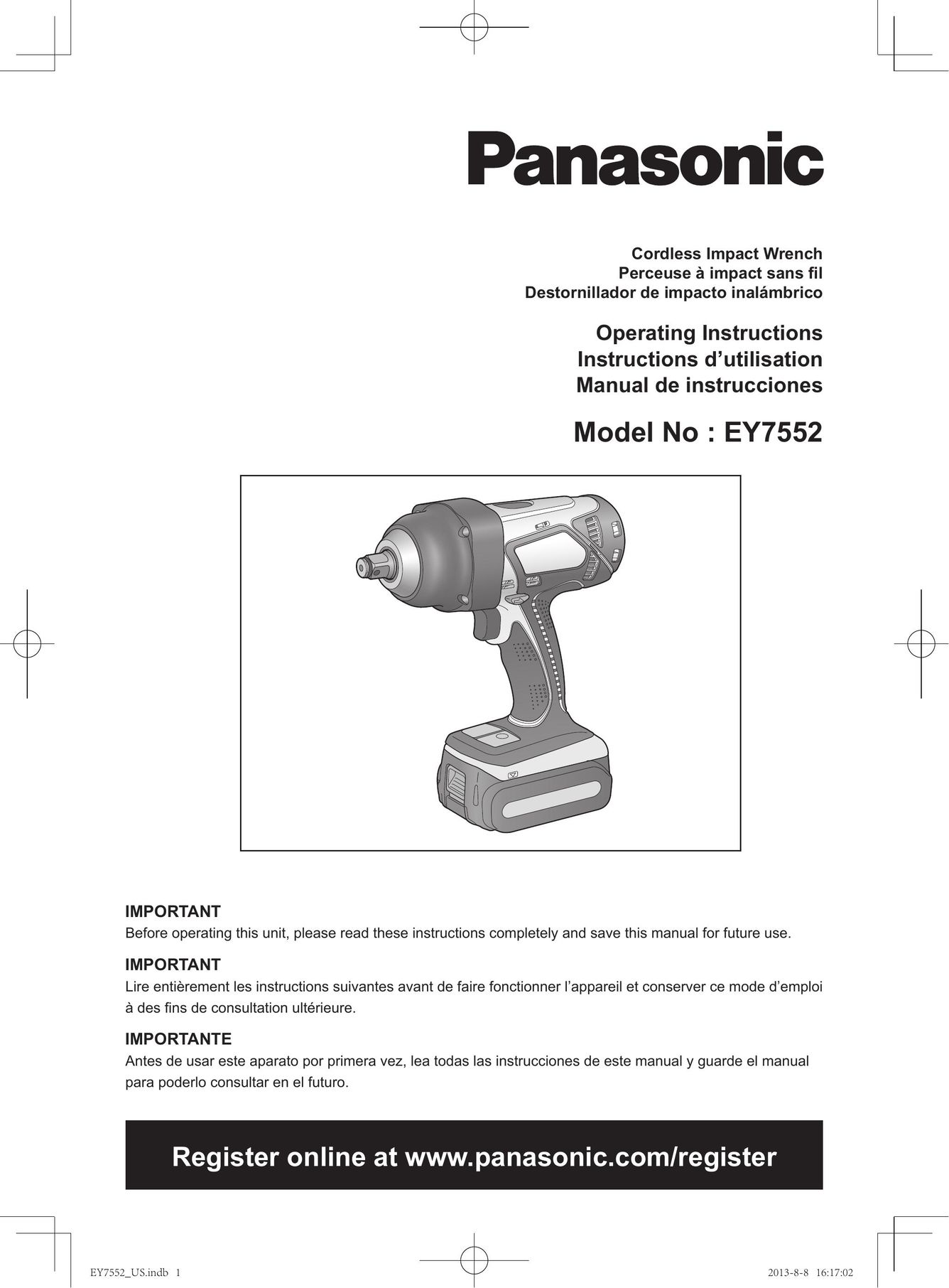 Panasonic EY7552 Impact Driver User Manual
