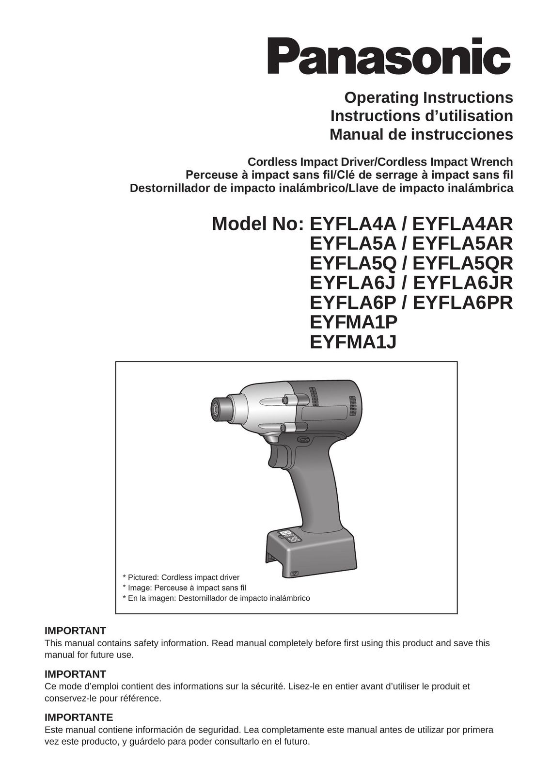 Panasonic EYFLA4A Impact Driver User Manual