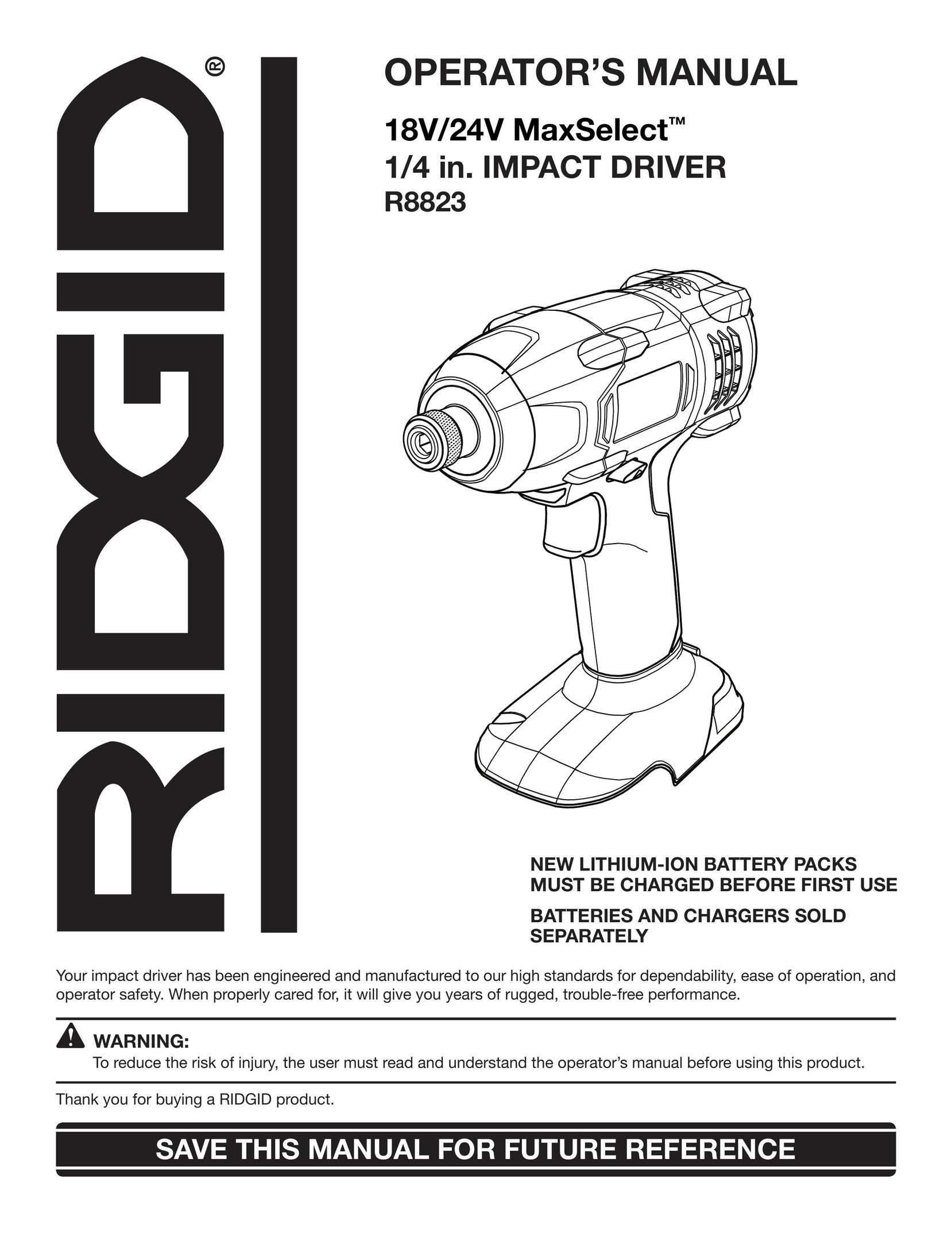 RIDGID R8823 Impact Driver User Manual