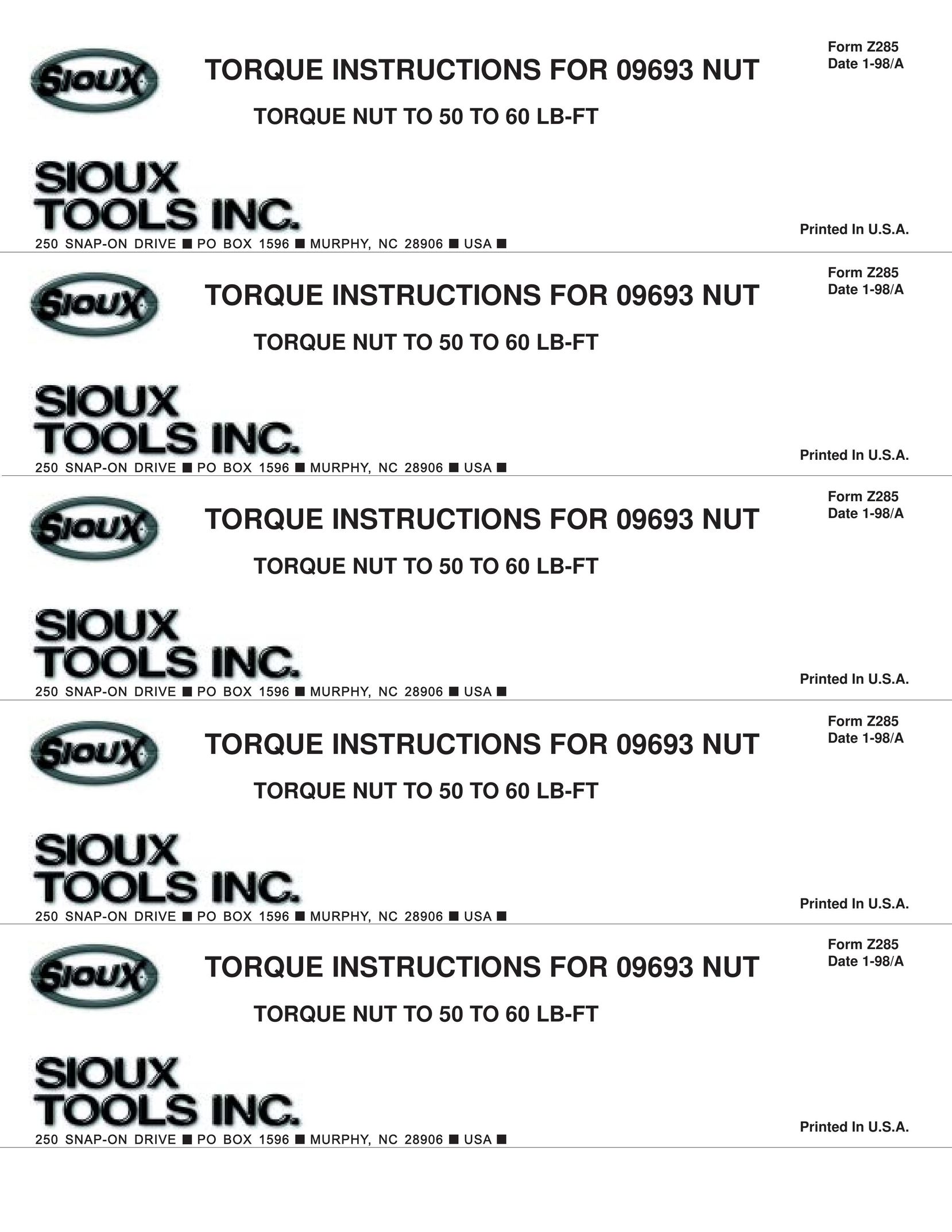 Sioux Tools 9693 Impact Driver User Manual