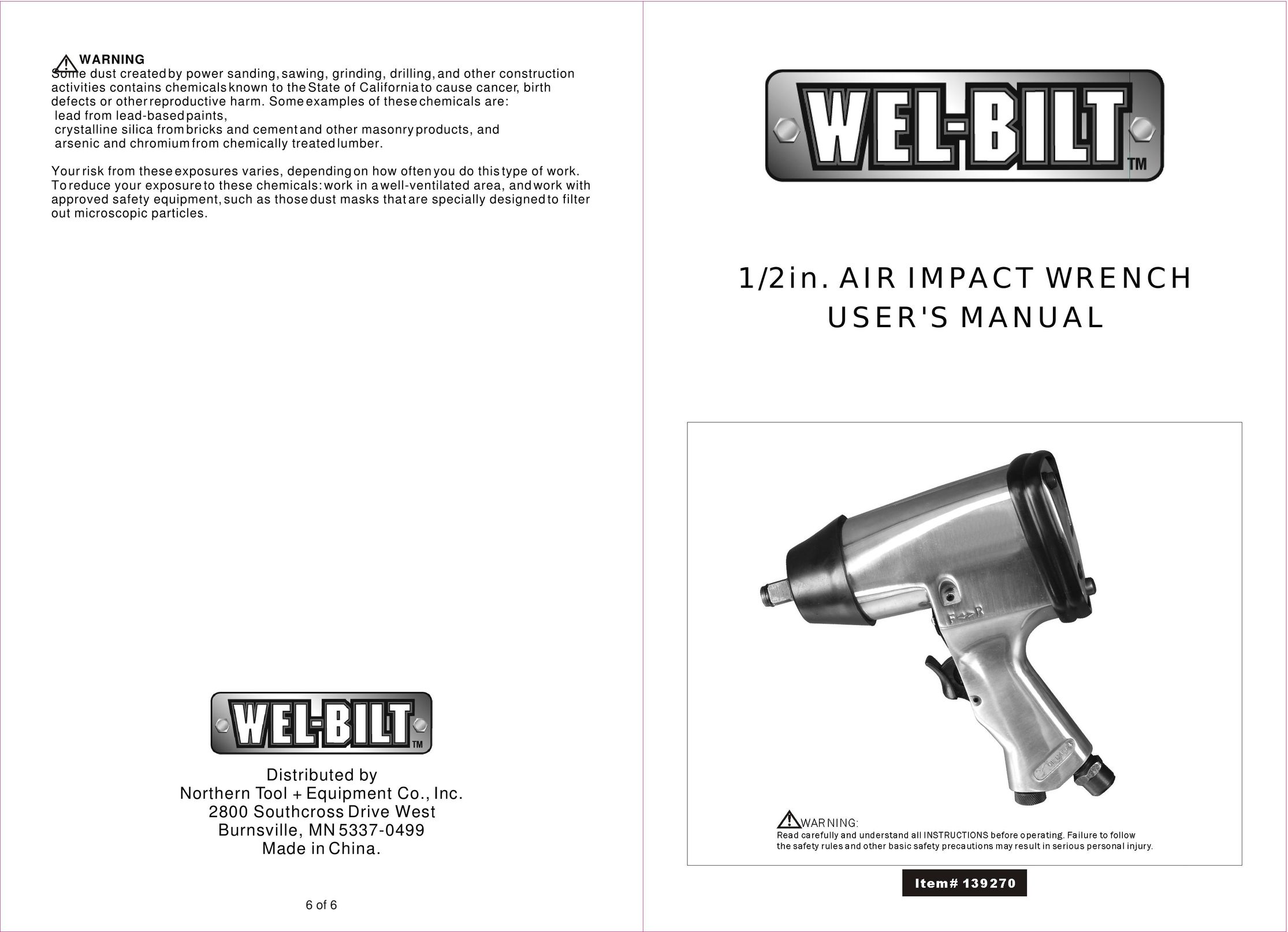 Welbilt 139270 Impact Driver User Manual