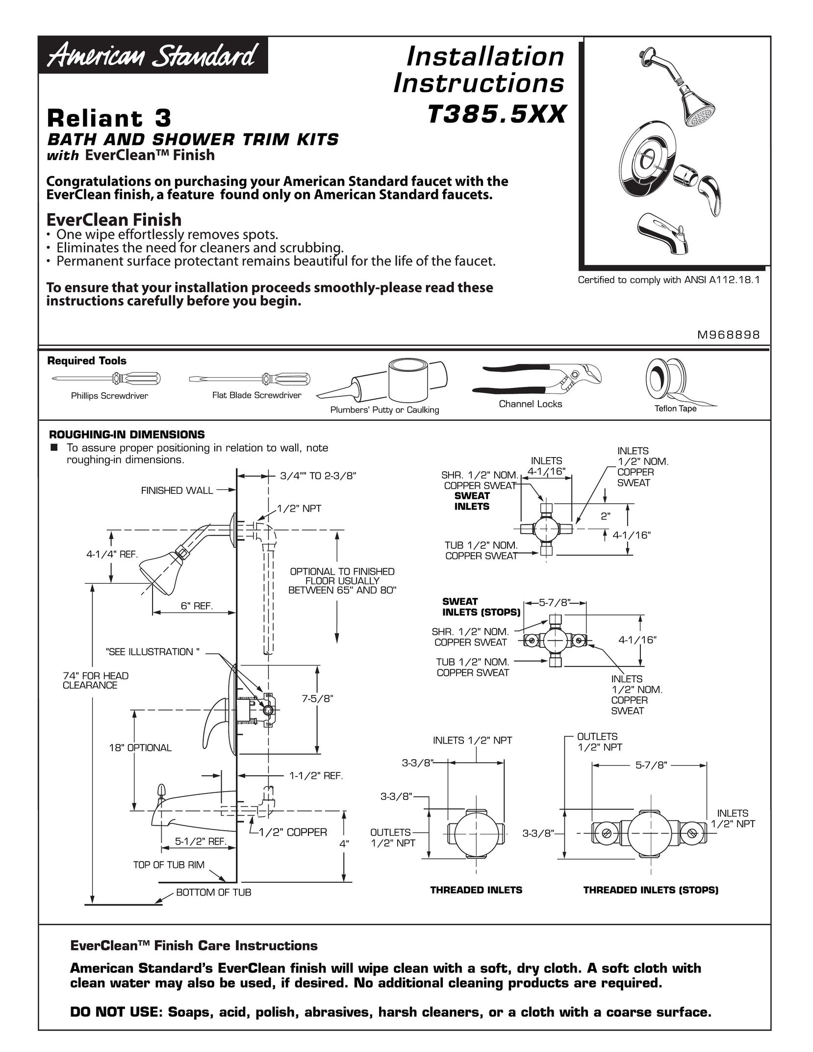 American Standard T385.5XX Laminate Trimmer User Manual