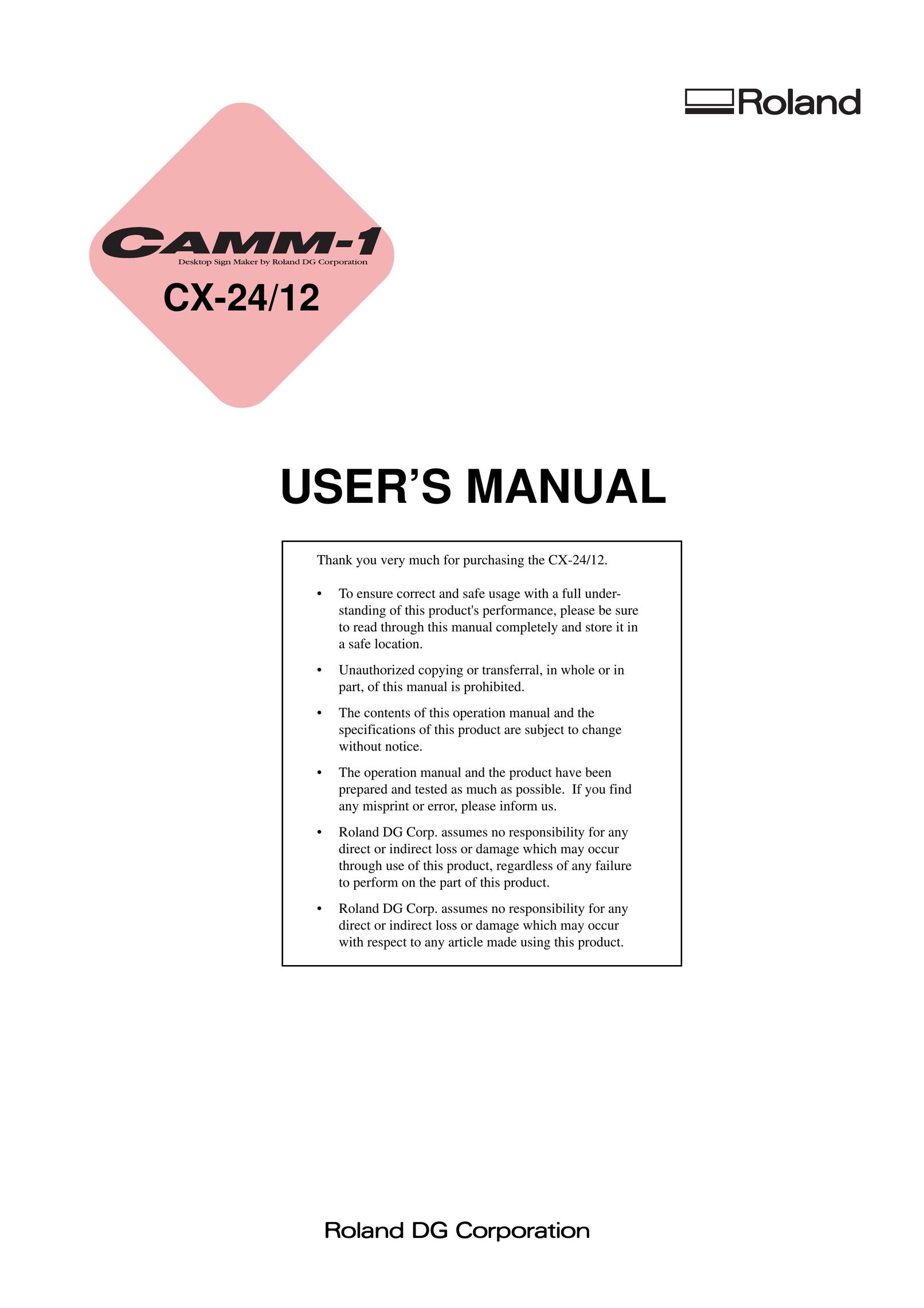 Roland CX-24/12 Laminate Trimmer User Manual
