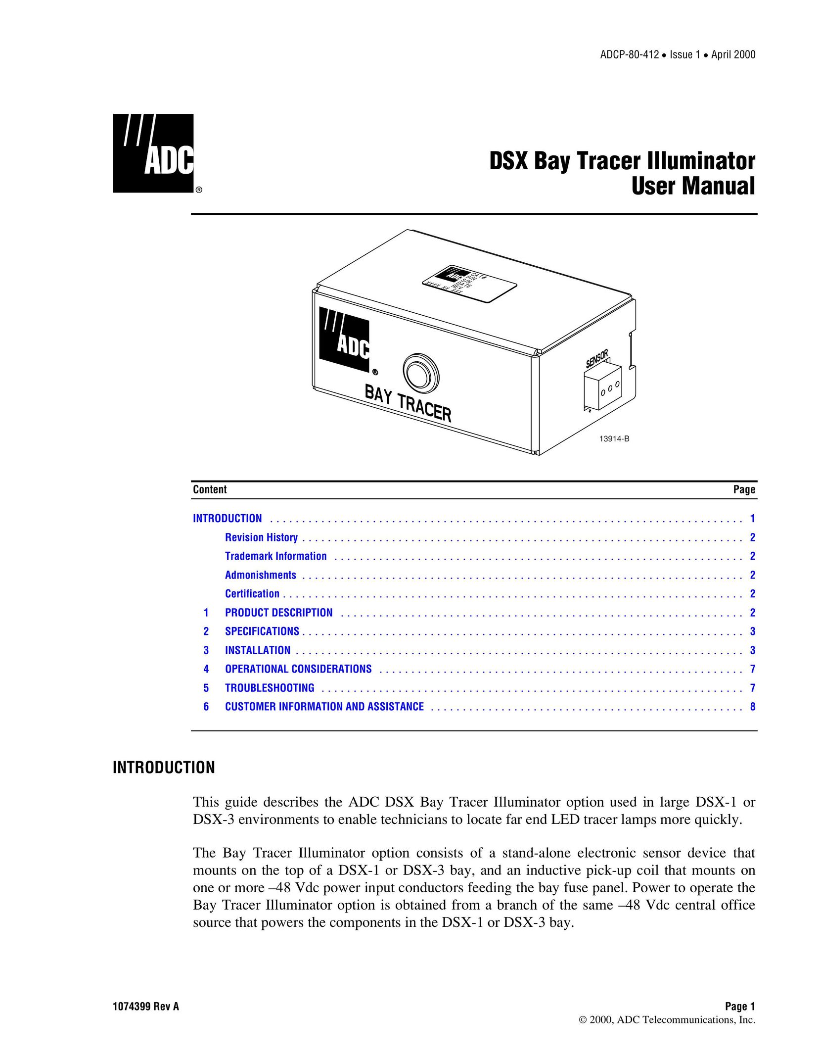 ADC P-80-412 Laser Level User Manual