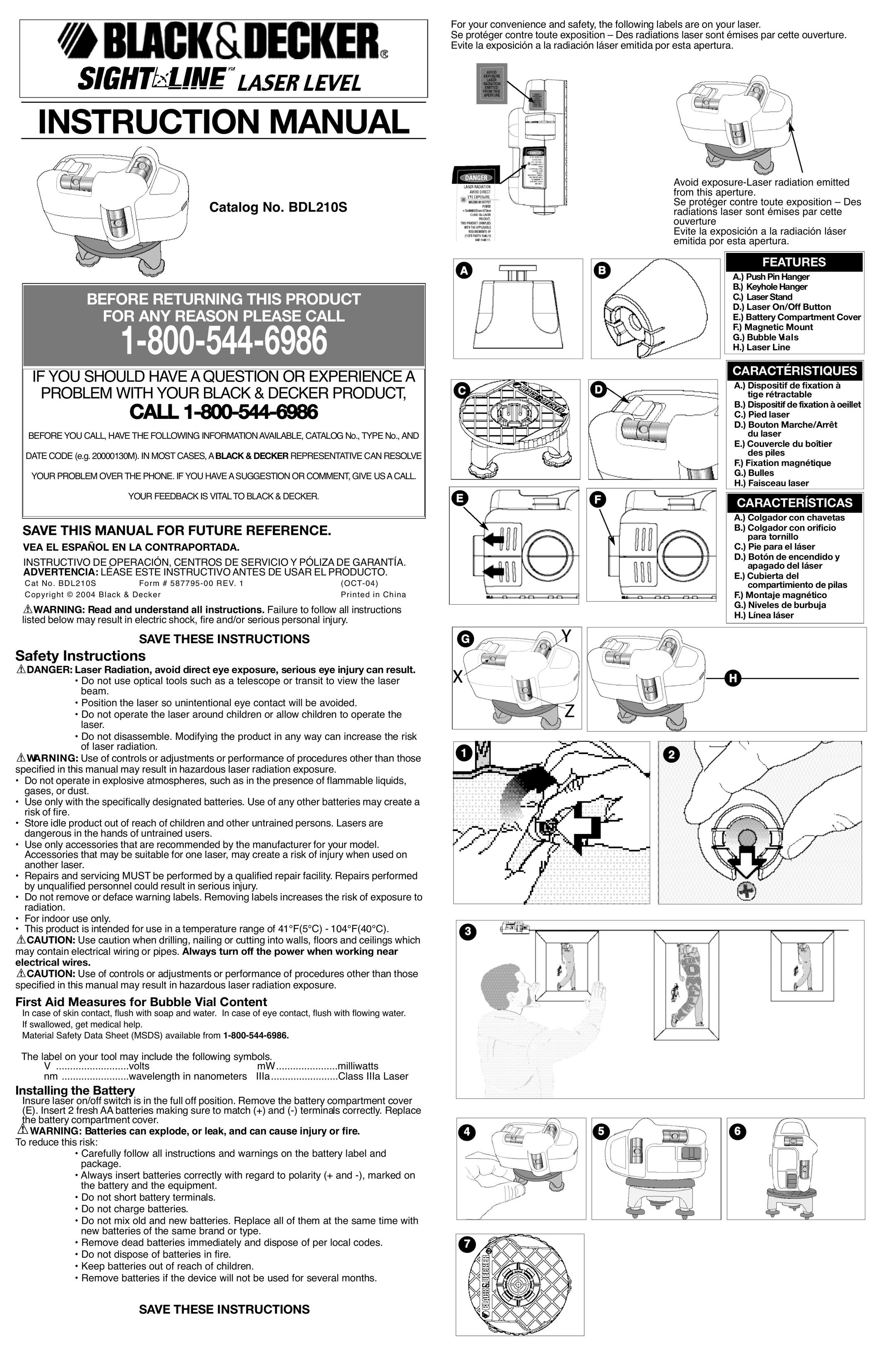 Black & Decker BDL210S Laser Level User Manual
