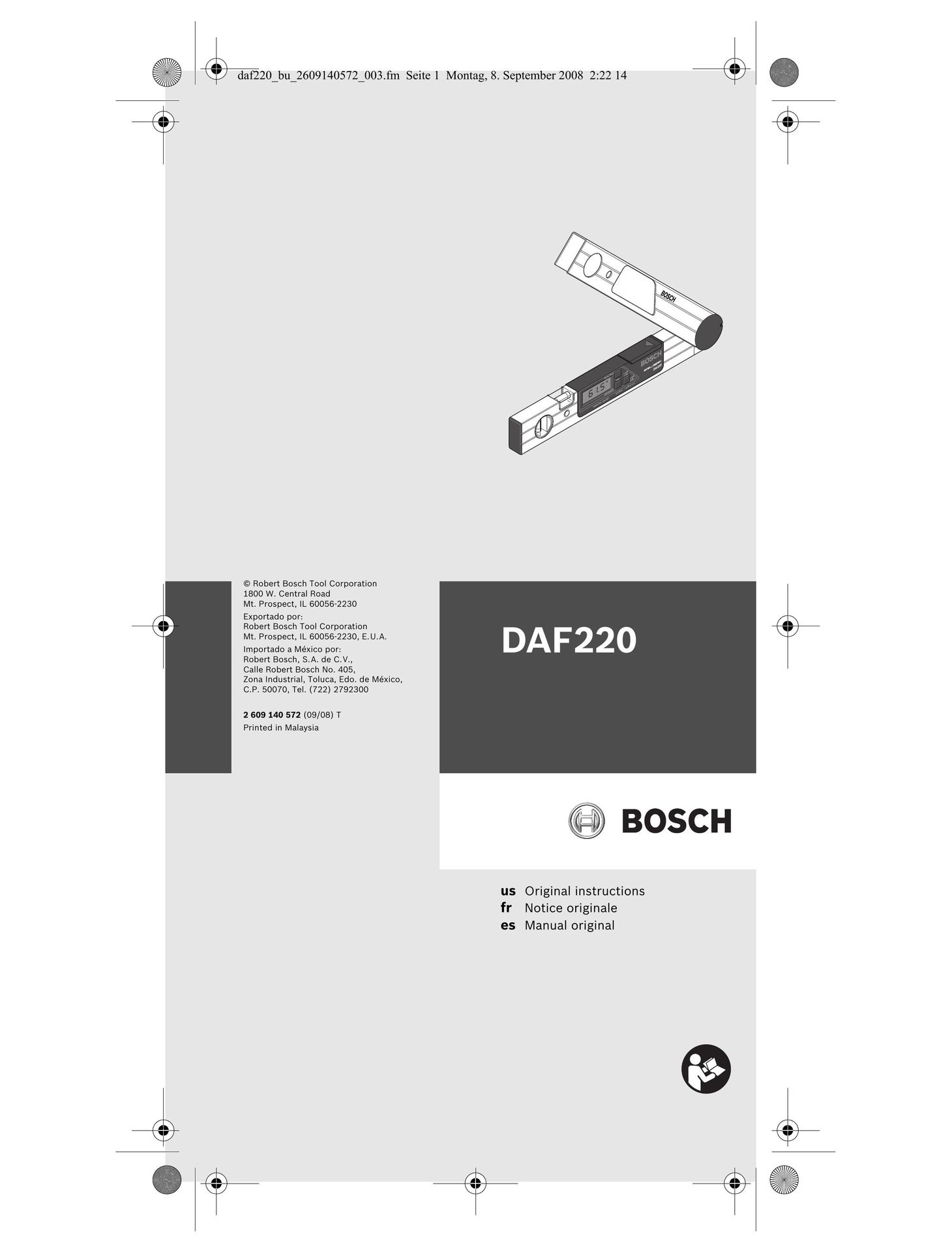 Bosch Power Tools DAF220K Laser Level User Manual