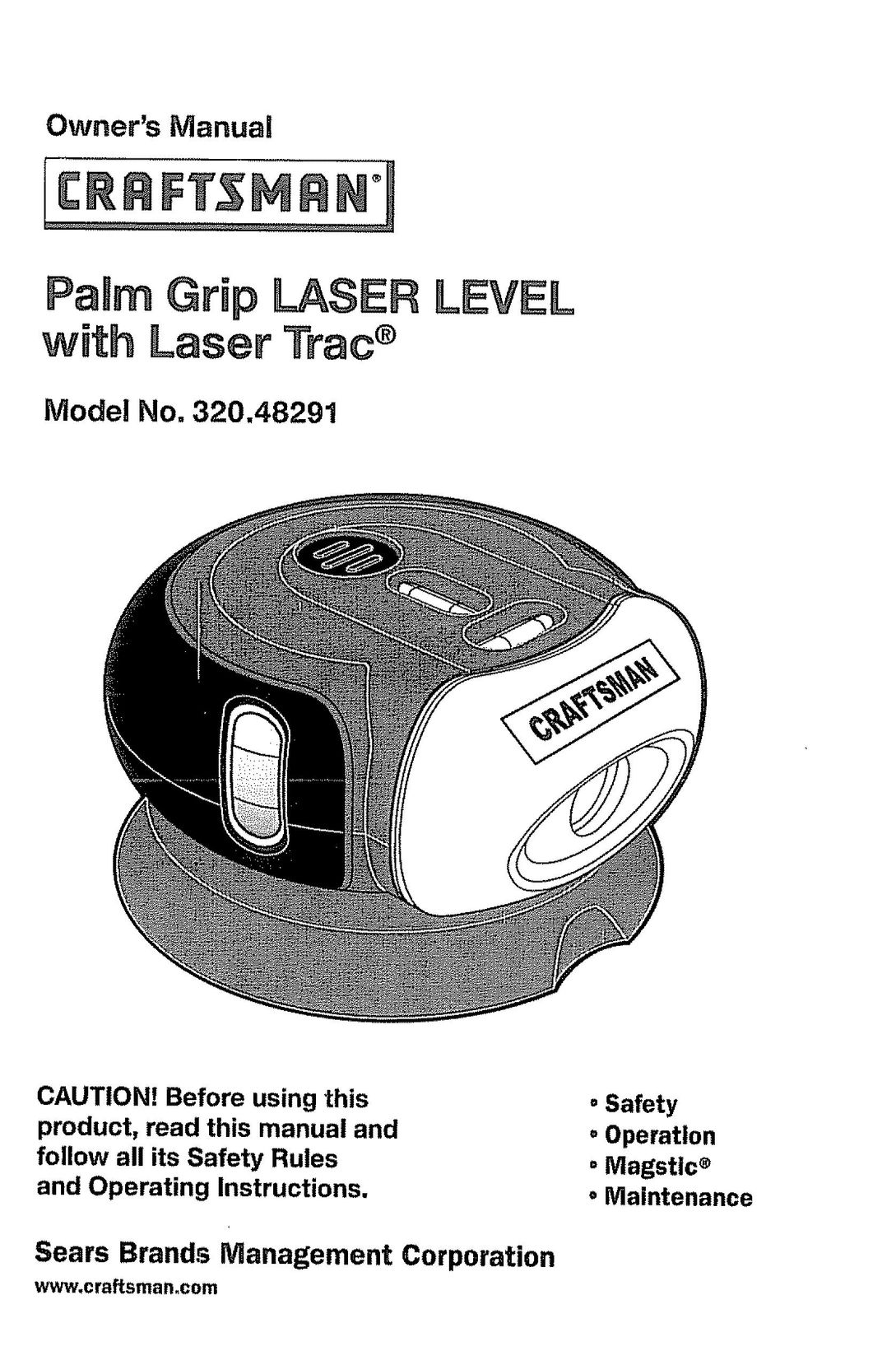 Craftsman 320.48291 Laser Level User Manual