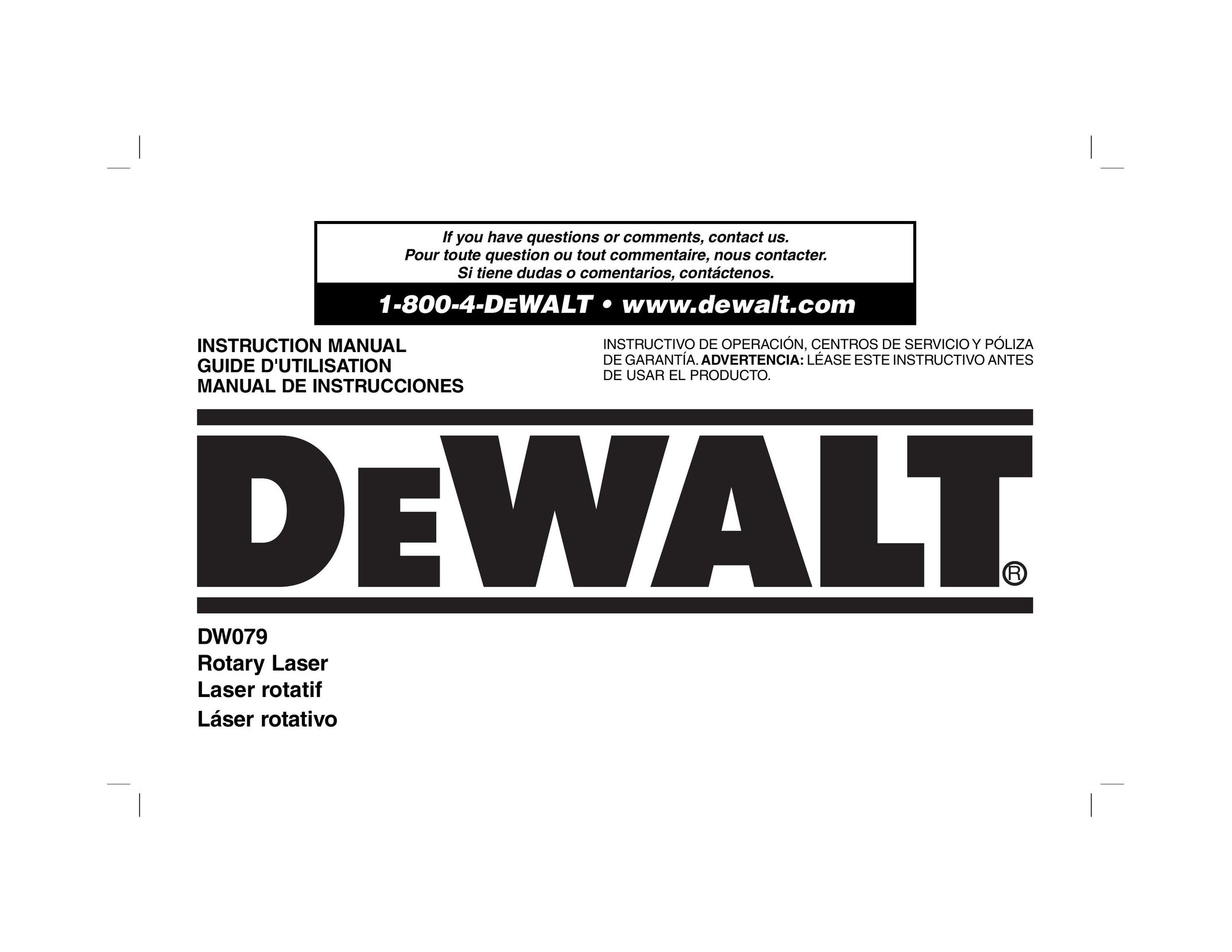 DeWalt DW079 Laser Level User Manual
