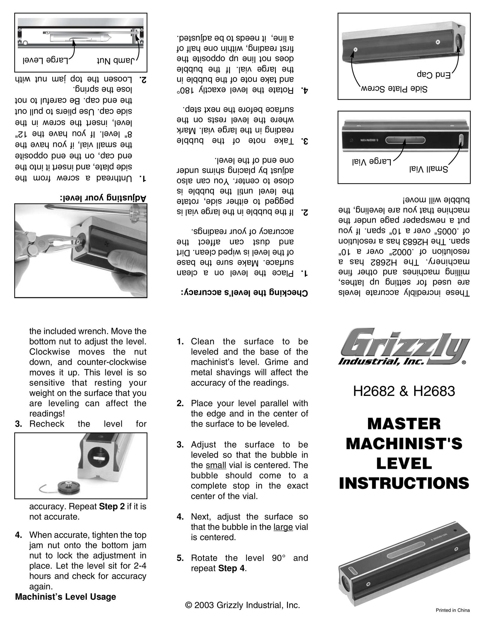 Grizzly H2682 Laser Level User Manual