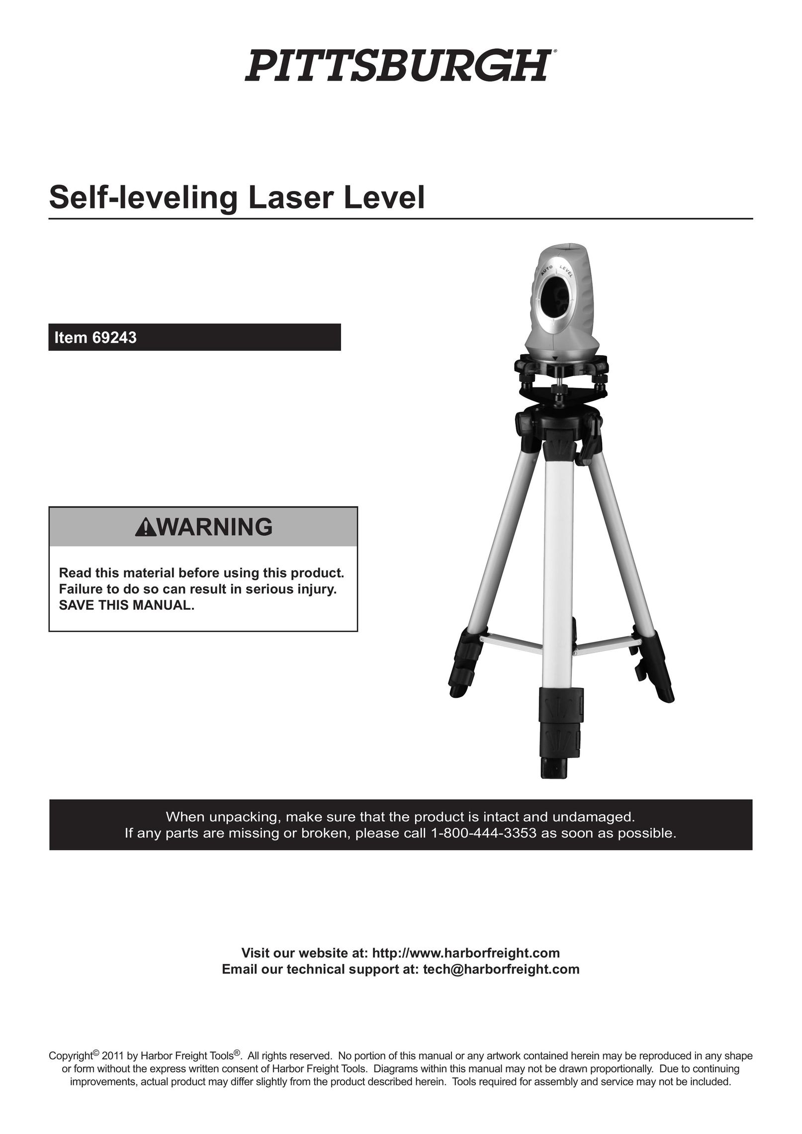 Harbor Freight Tools 69243 Laser Level User Manual
