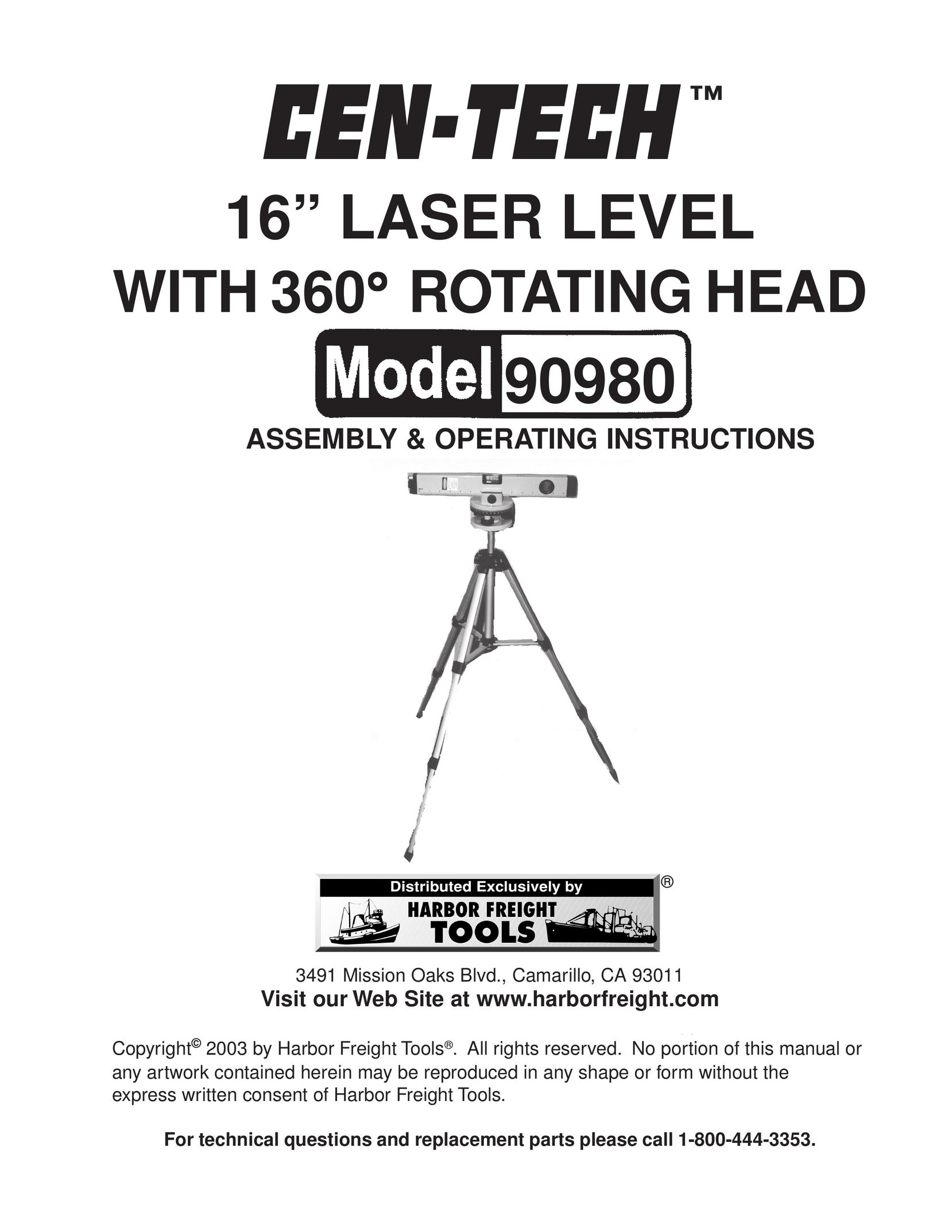 Harbor Freight Tools 90980 Laser Level User Manual