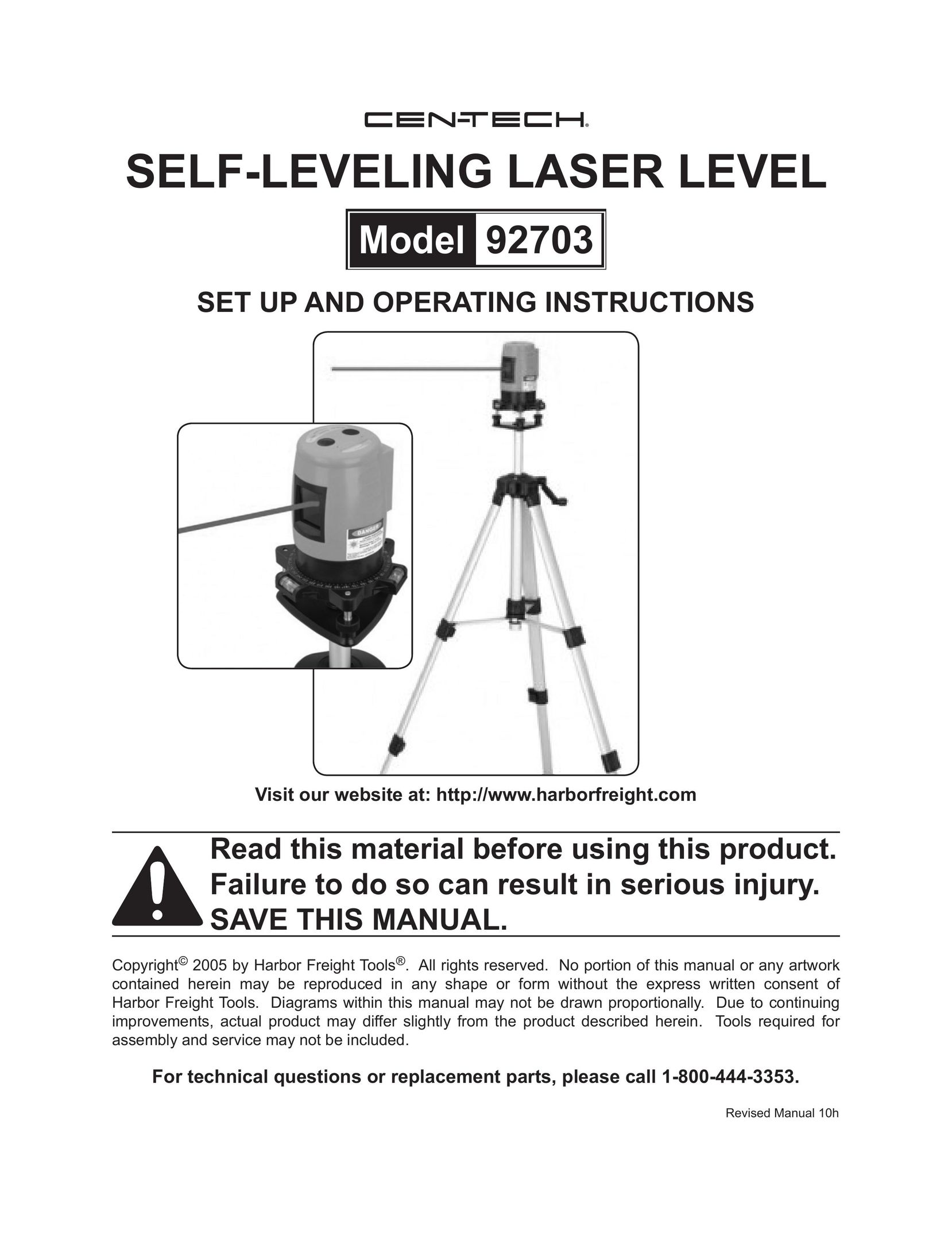 Harbor Freight Tools 92703 Laser Level User Manual