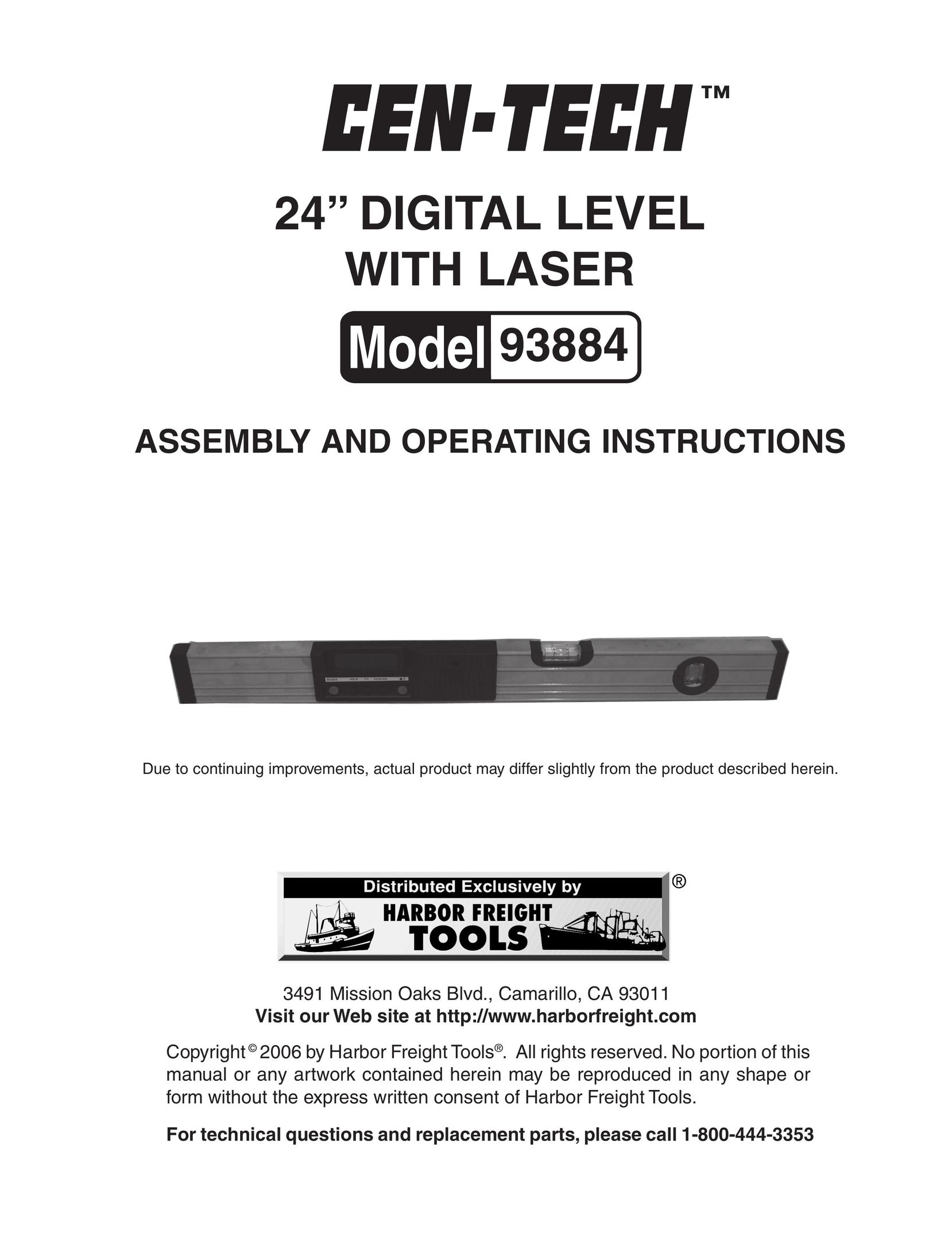 Harbor Freight Tools 93884 Laser Level User Manual