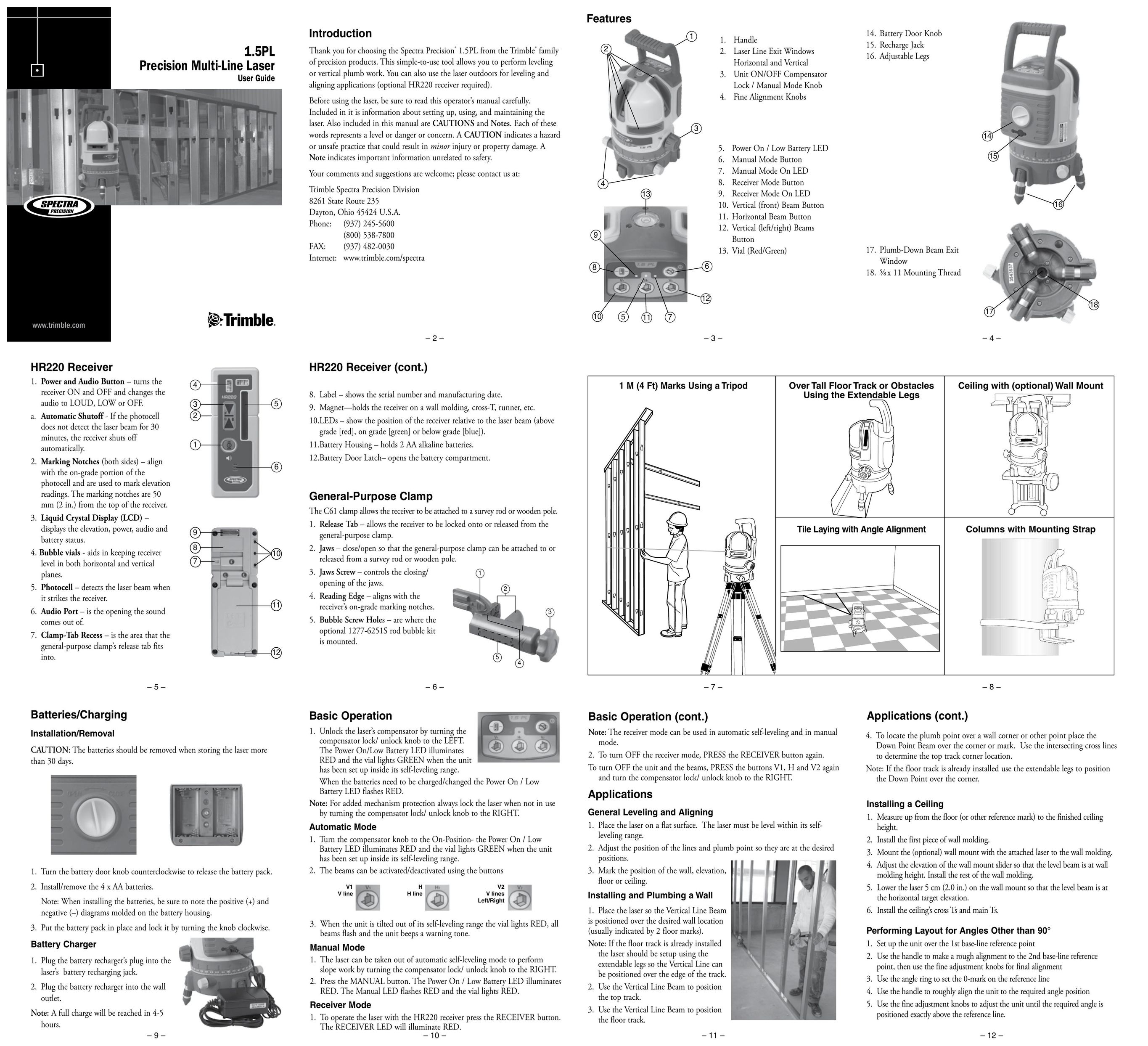 Spectra 1.5PL Laser Level User Manual