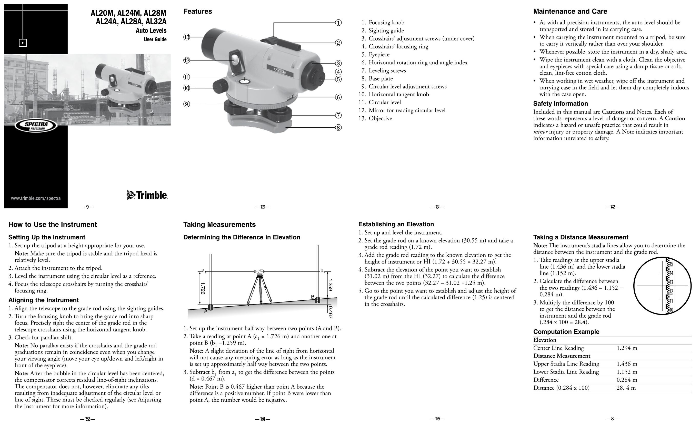 Spectra AL20M Laser Level User Manual